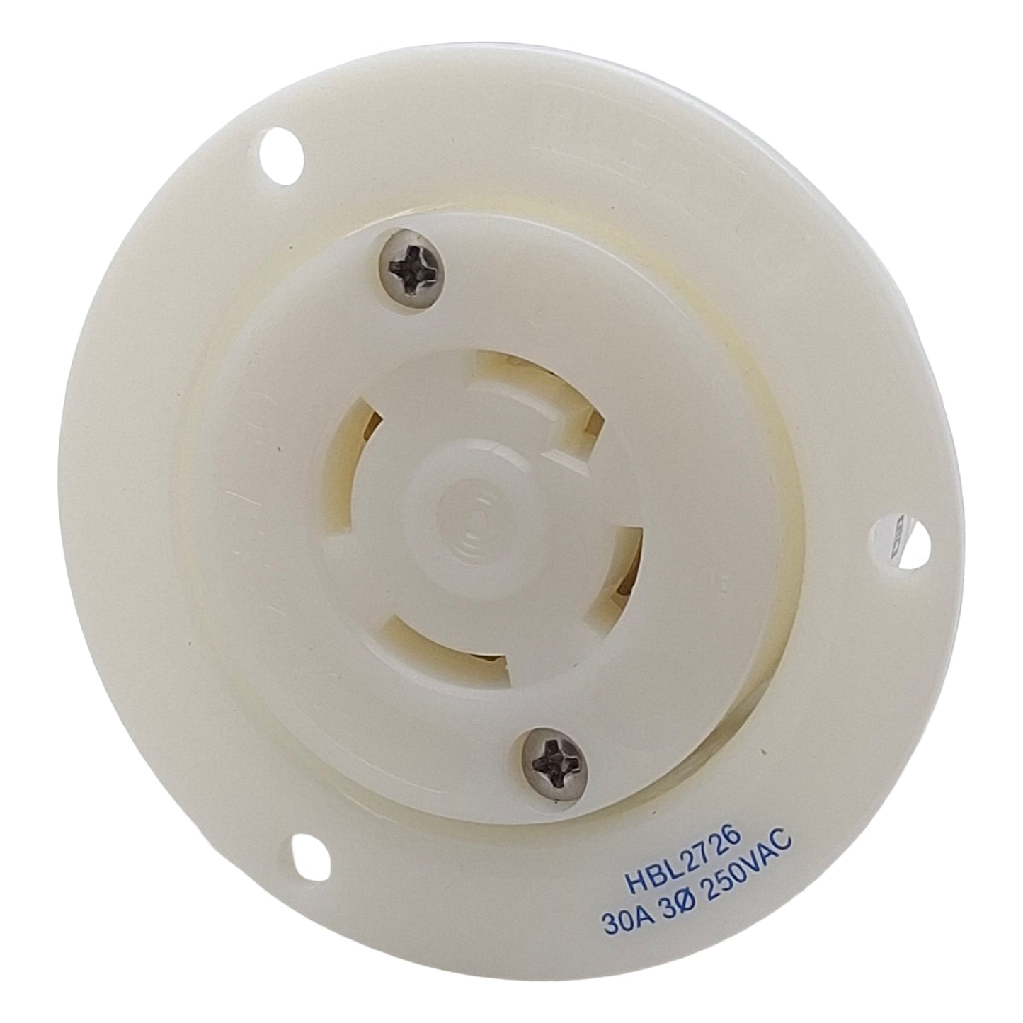 New Hubbell HBL2726 Twist Lock Flanged Receptacle 3-Pole 4-Wire, 30A 250VAC, L15-30R