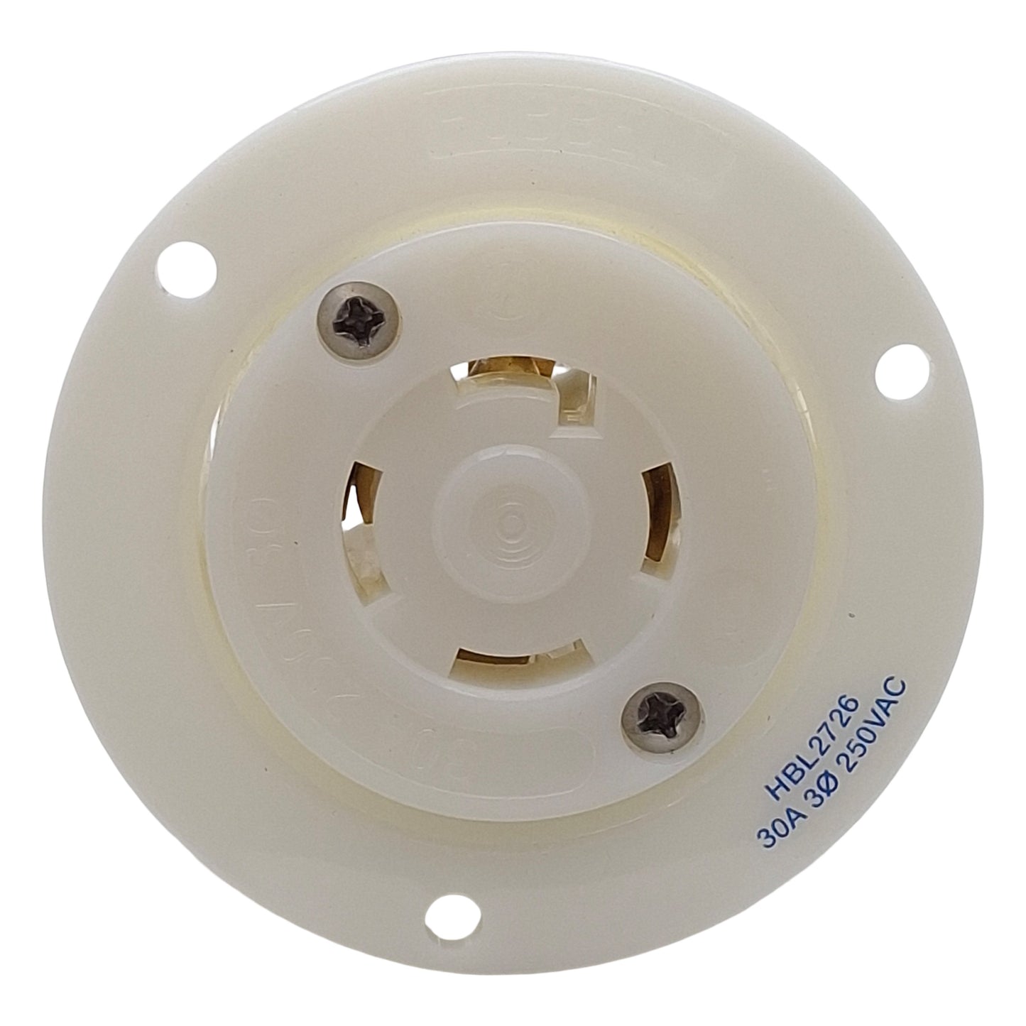 New Hubbell HBL2726 Twist Lock Flanged Receptacle 3-Pole 4-Wire, 30A 250VAC, L15-30R