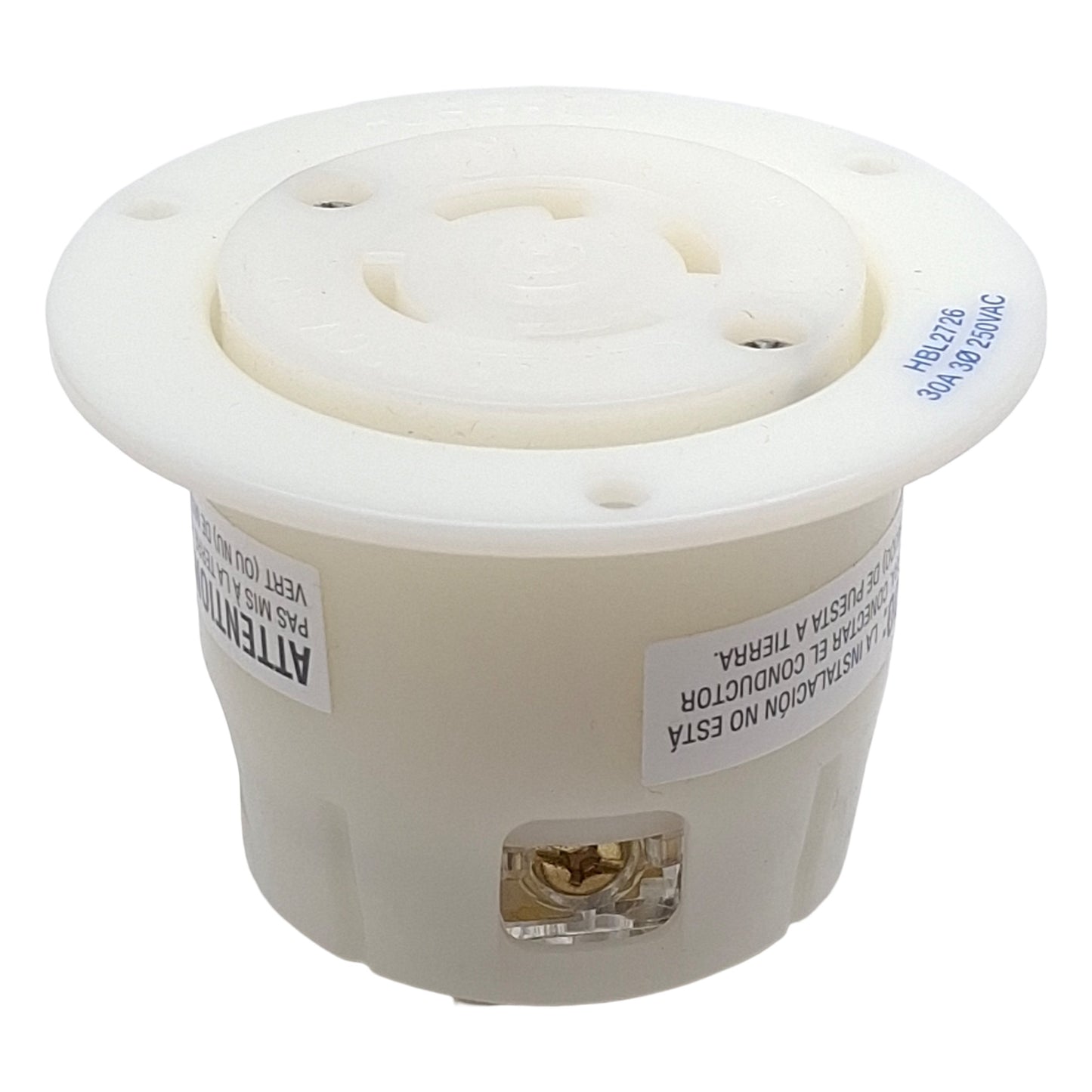 New Hubbell HBL2726 Twist Lock Flanged Receptacle 3-Pole 4-Wire, 30A 250VAC, L15-30R