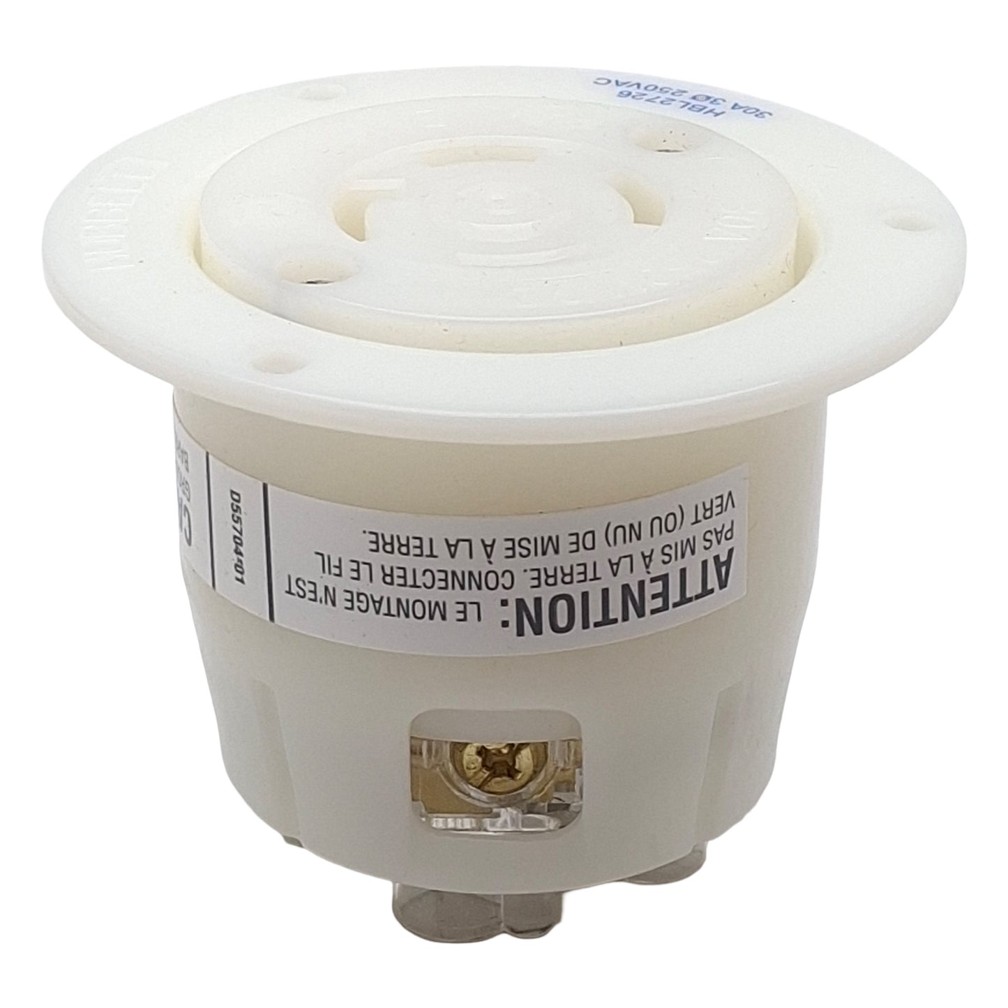 New Hubbell HBL2726 Twist Lock Flanged Receptacle 3-Pole 4-Wire, 30A 250VAC, L15-30R
