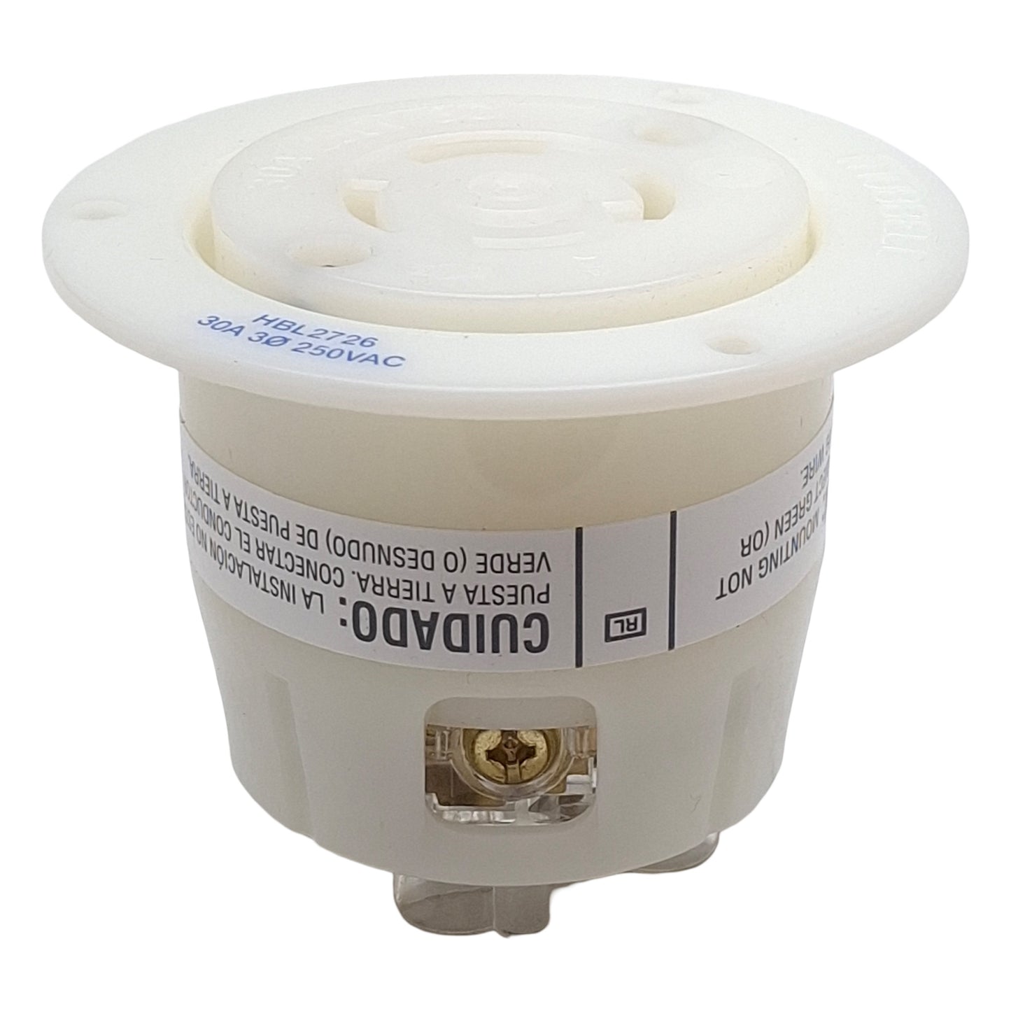 New Hubbell HBL2726 Twist Lock Flanged Receptacle 3-Pole 4-Wire, 30A 250VAC, L15-30R