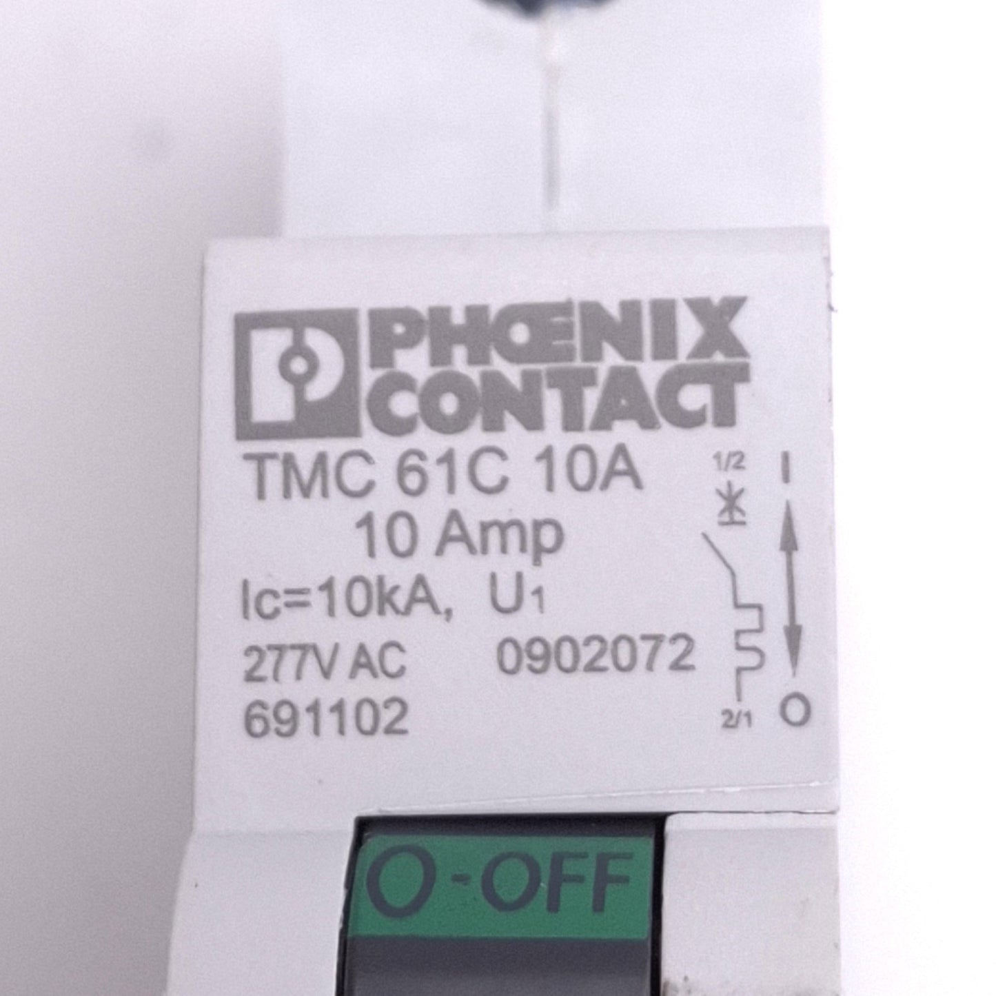 New Phoenix Contact 0902072 TMC61C10A Circuit Breaker, 1-Pole 10A, 277VAC, DIN Rail