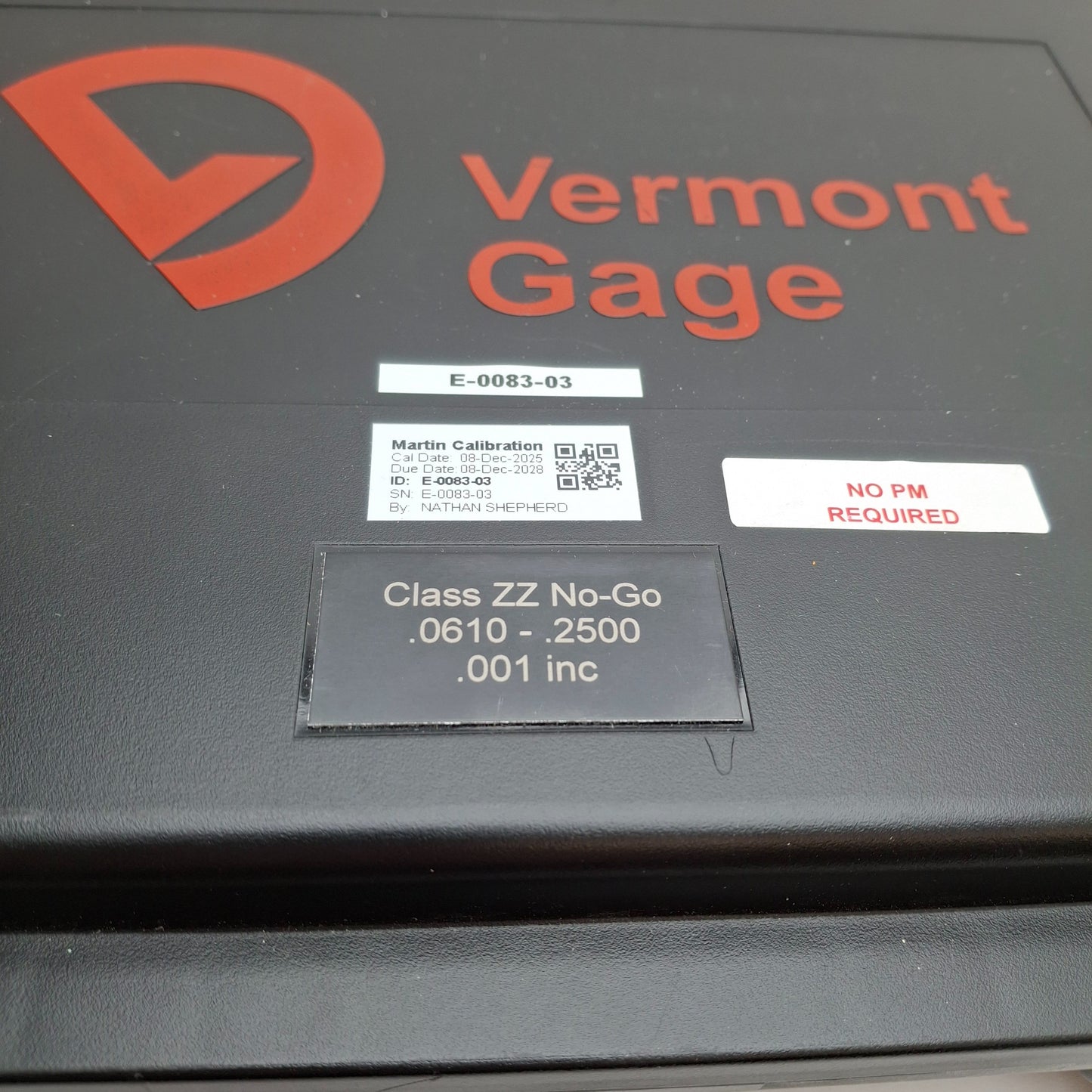 Used Vermont Gauge 901200400 ZZ NoGo Pin Gauge Set .0610-.2500in Black, *No 0.100in*