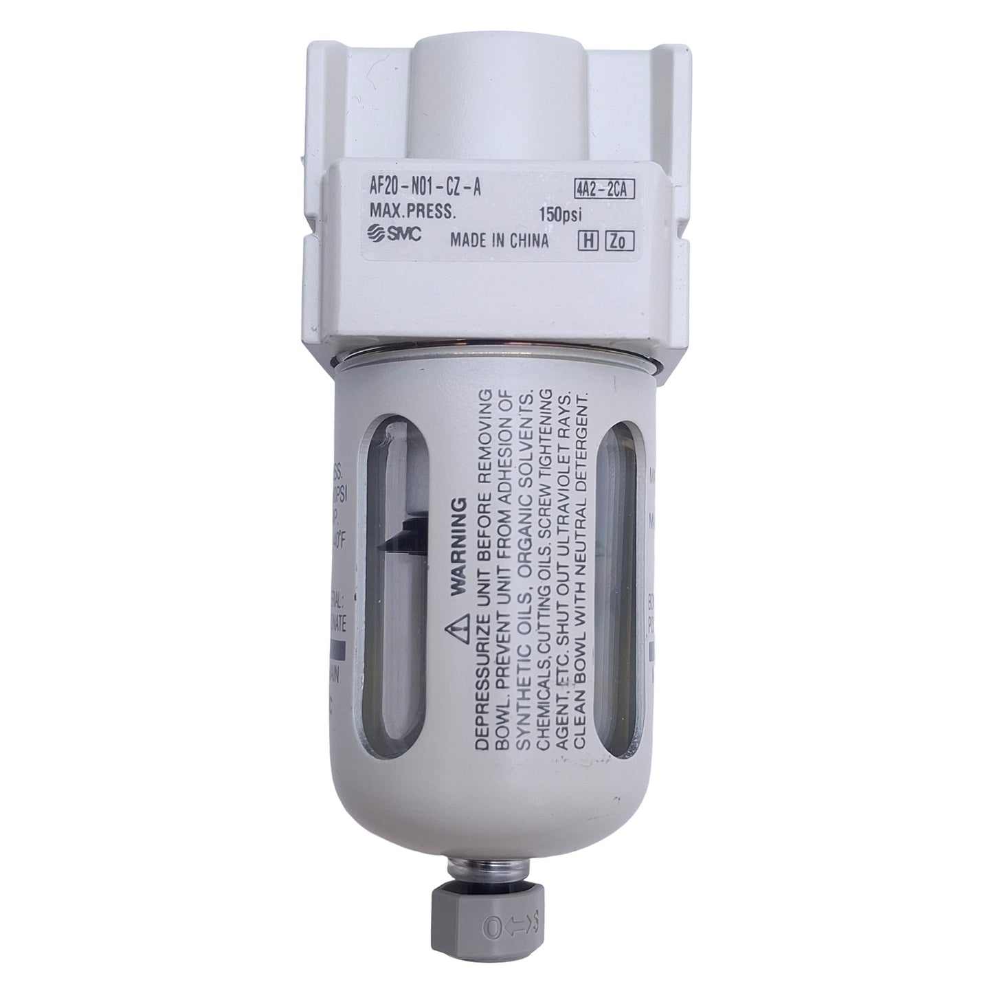 Used Lot of 2 SMC AF20-N01-CZ-A Pneumatic Filter, 1/8in NPT, 150psi Max, 5µm