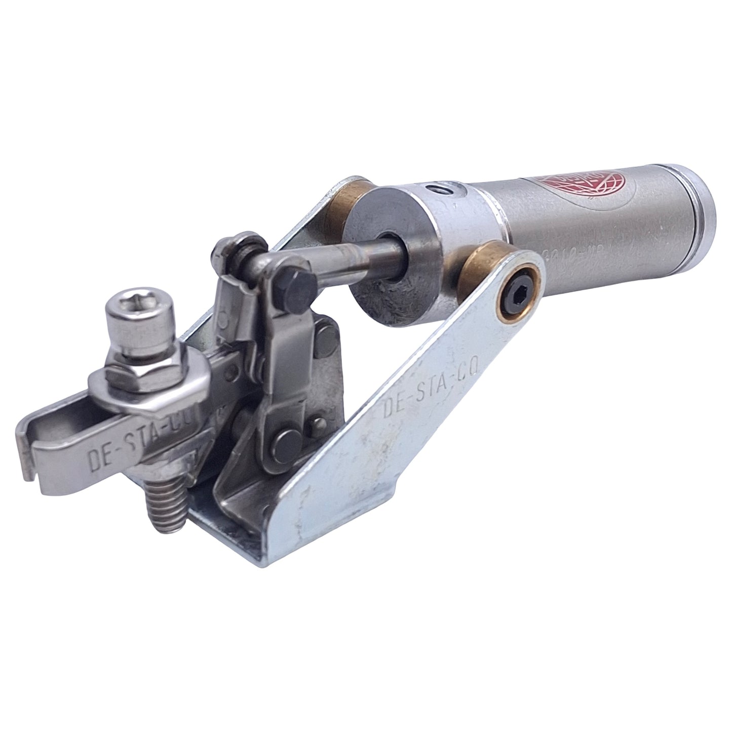 Used Destaco 812-U Pneumatic Mini Hold-Down Clamp 1.02in Arm, 0.75in Bore, 136lbf