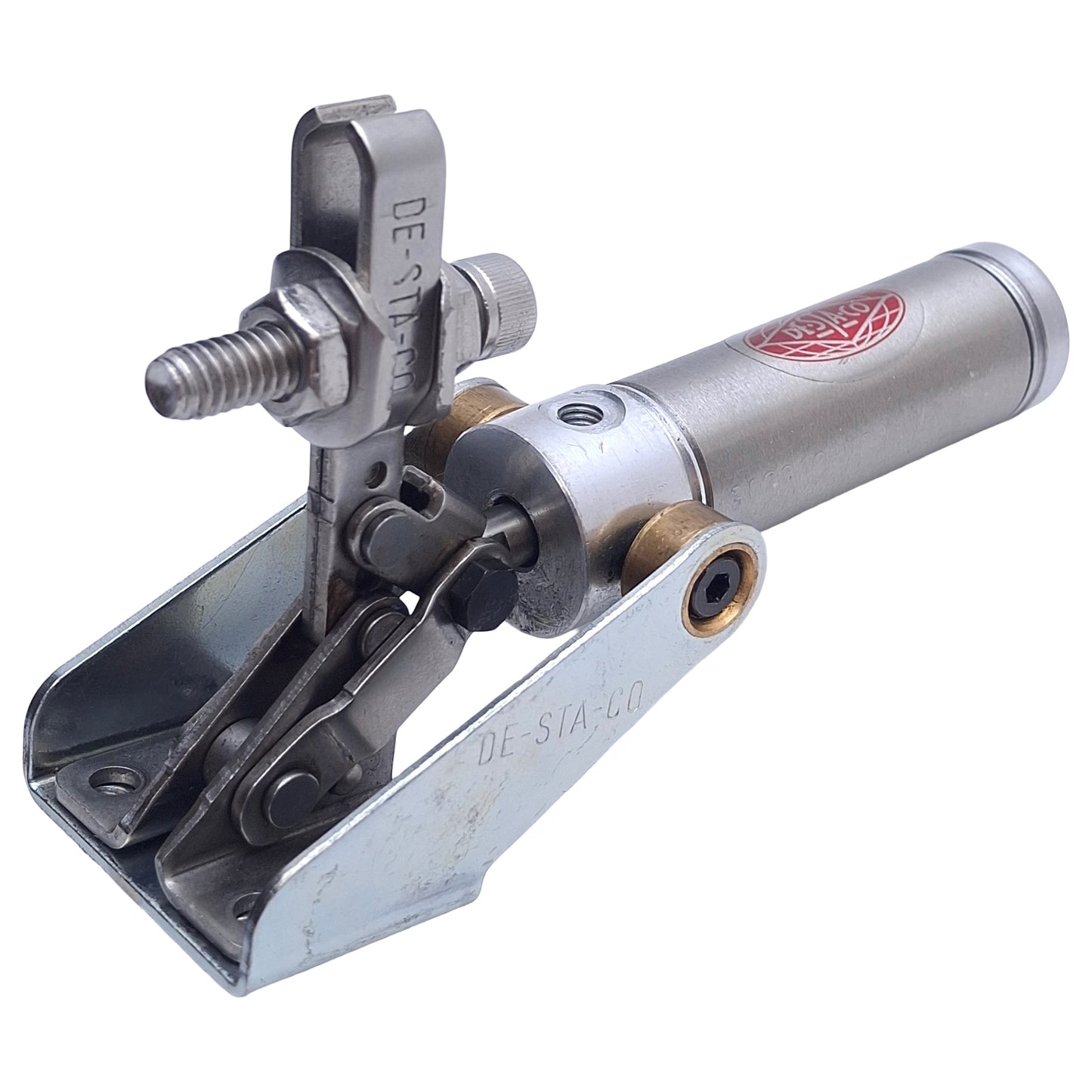 Used Destaco 812-U Pneumatic Mini Hold-Down Clamp 1.02in Arm, 0.75in Bore, 136lbf