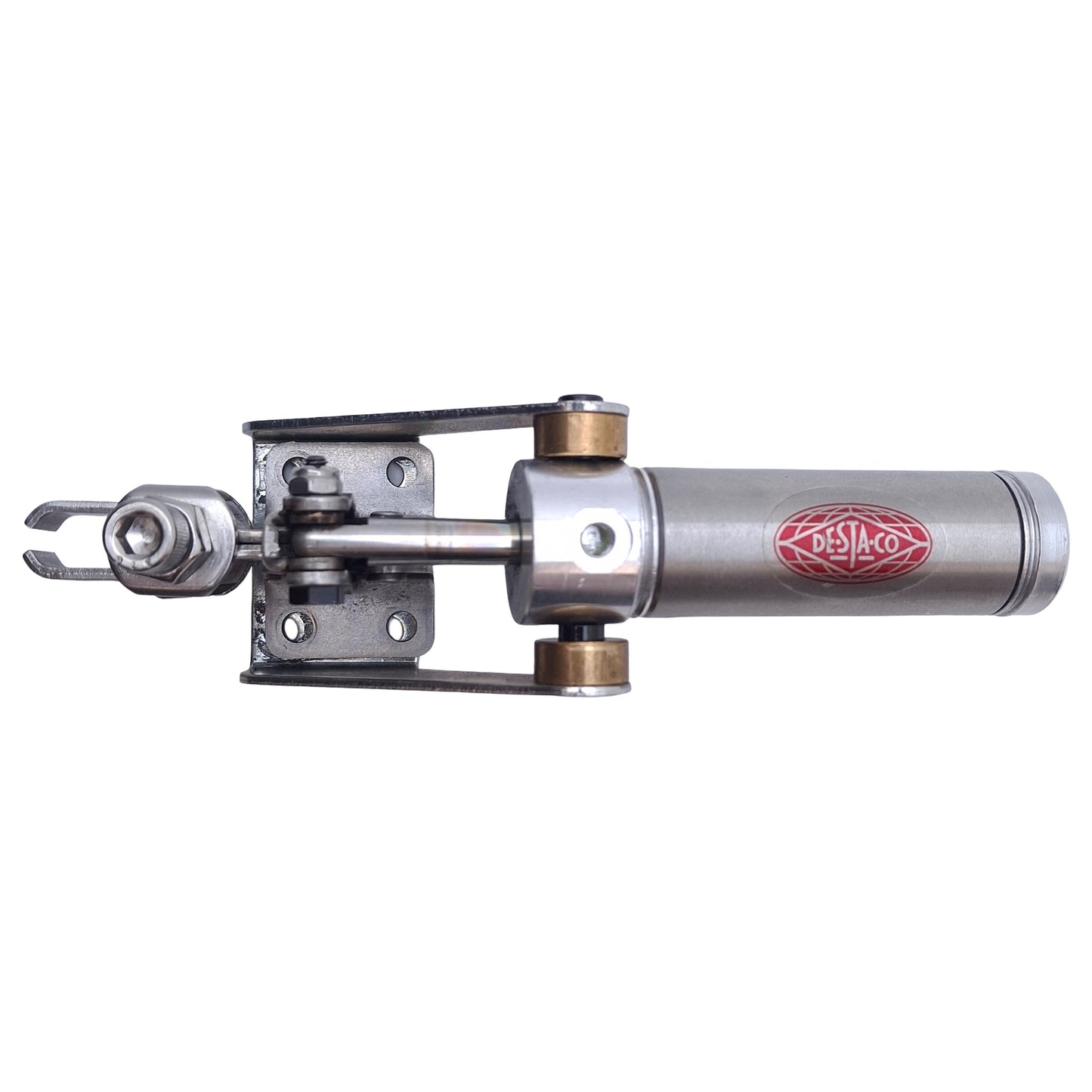Used Destaco 812-U Pneumatic Mini Hold-Down Clamp 1.02in Arm, 0.75in Bore, 136lbf