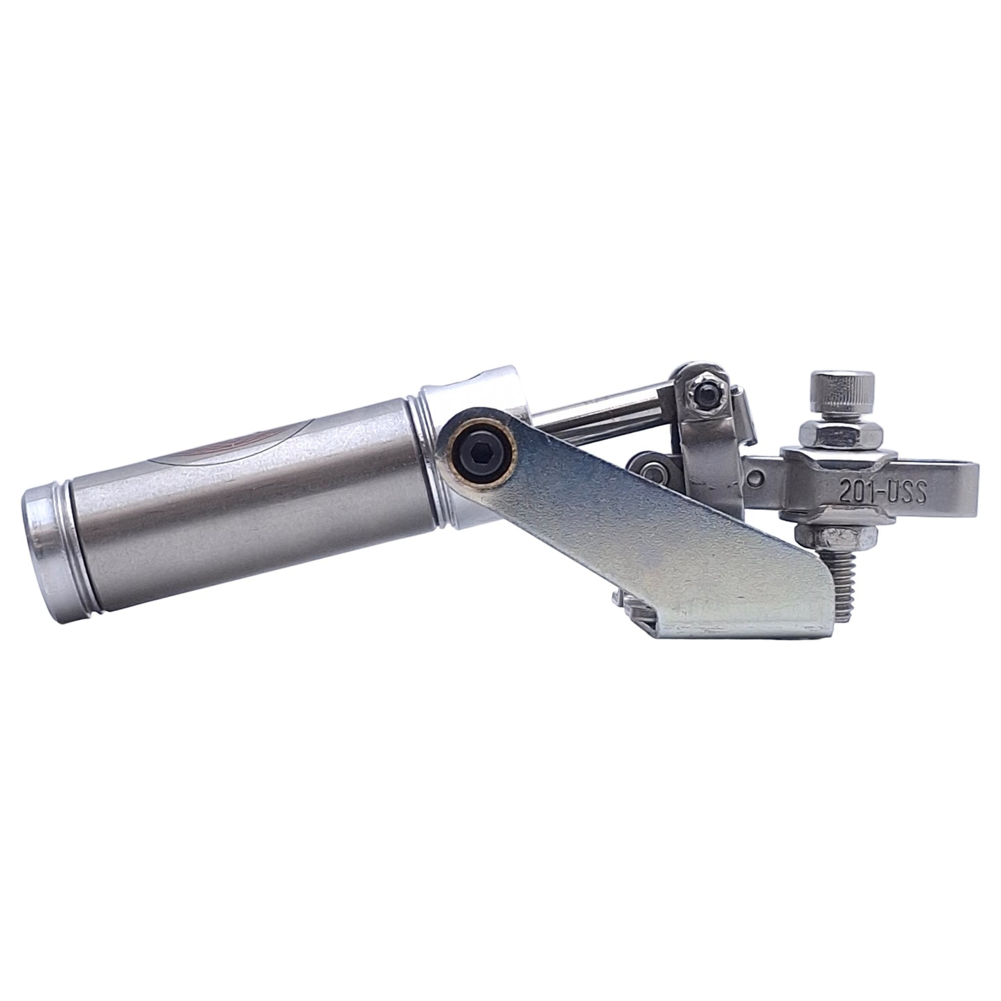 Used Destaco 812-U Pneumatic Mini Hold-Down Clamp 1.02in Arm, 0.75in Bore, 136lbf