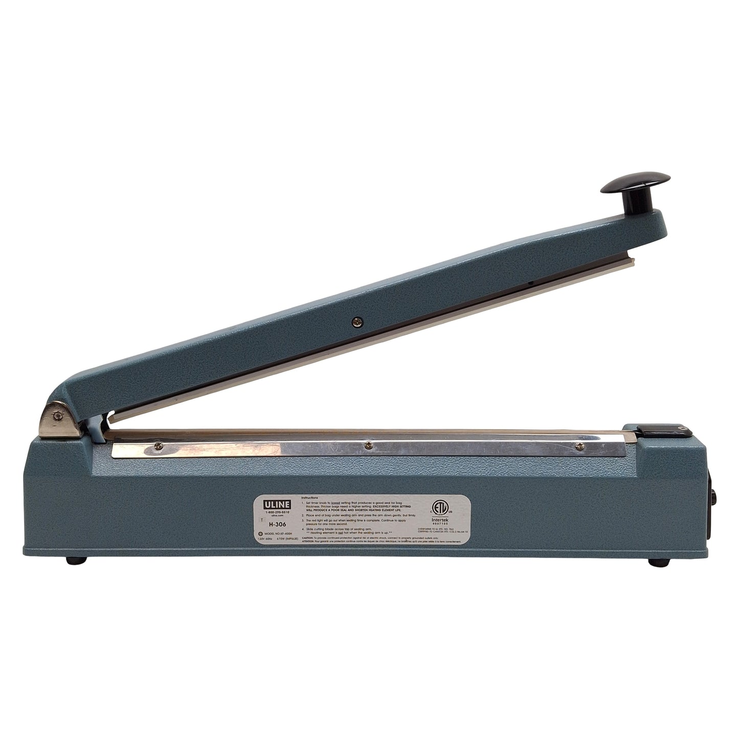 Used ULINE H-306 Tabletop Impulse Sealer, 16in x 1/16in Seal, 8mil, 670W, 120VAC