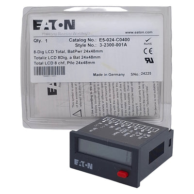 New Eaton E5-024-C0400 LCD Display Counter/Totalizer, PNP/NPN, 8-Digit, 1/32 DIN
