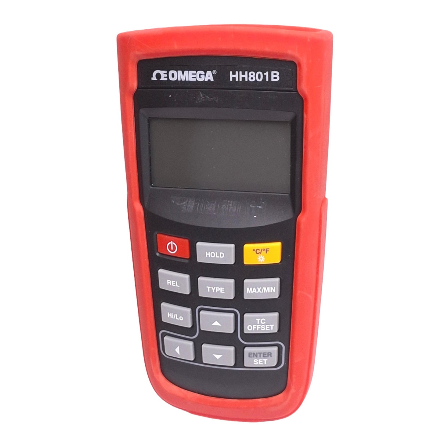 Used Omega HH801B Dual-Input Thermometer, Type K/J/T/E Thermocouple, 3.5 Digit