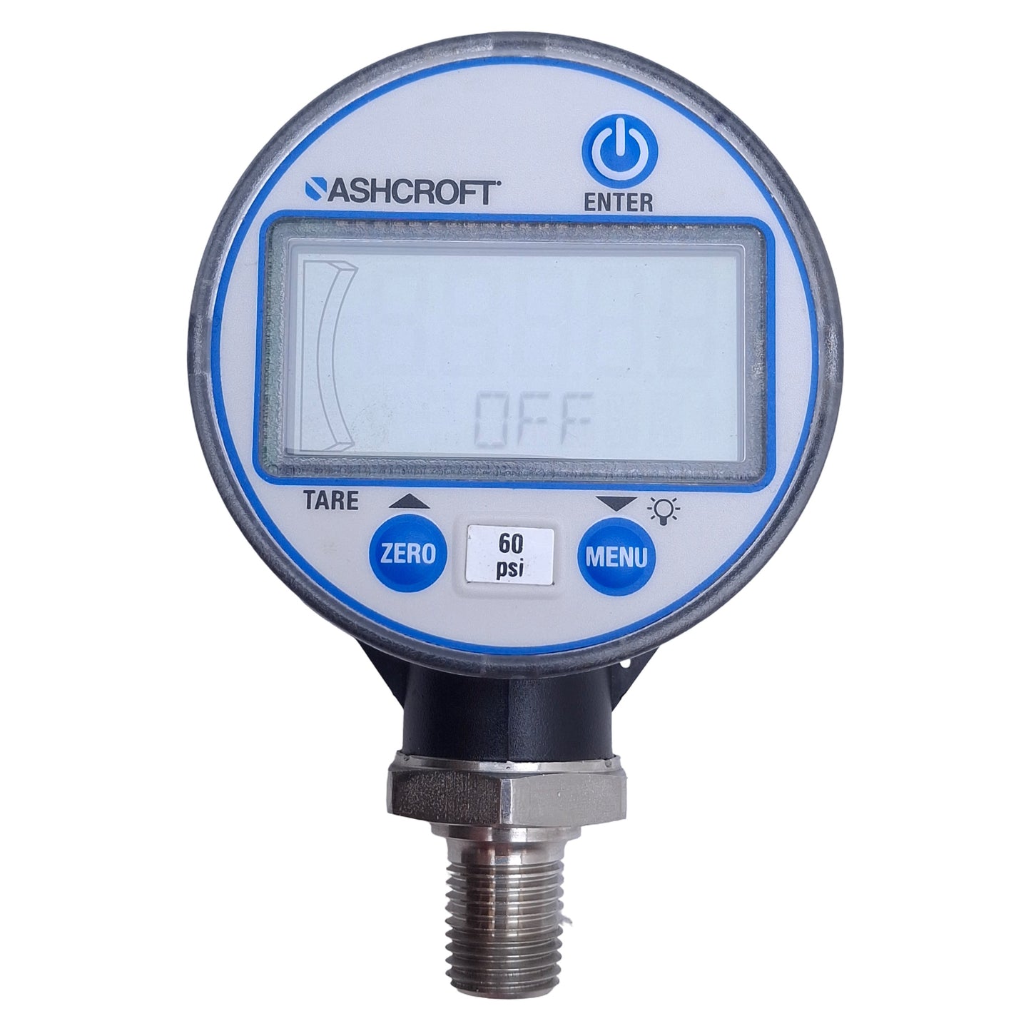 Used Ashcroft DG2531L0NAM02L60#-XCYLM Digital Pressure Gauge, 0-60psi Range, 1/4 NPT