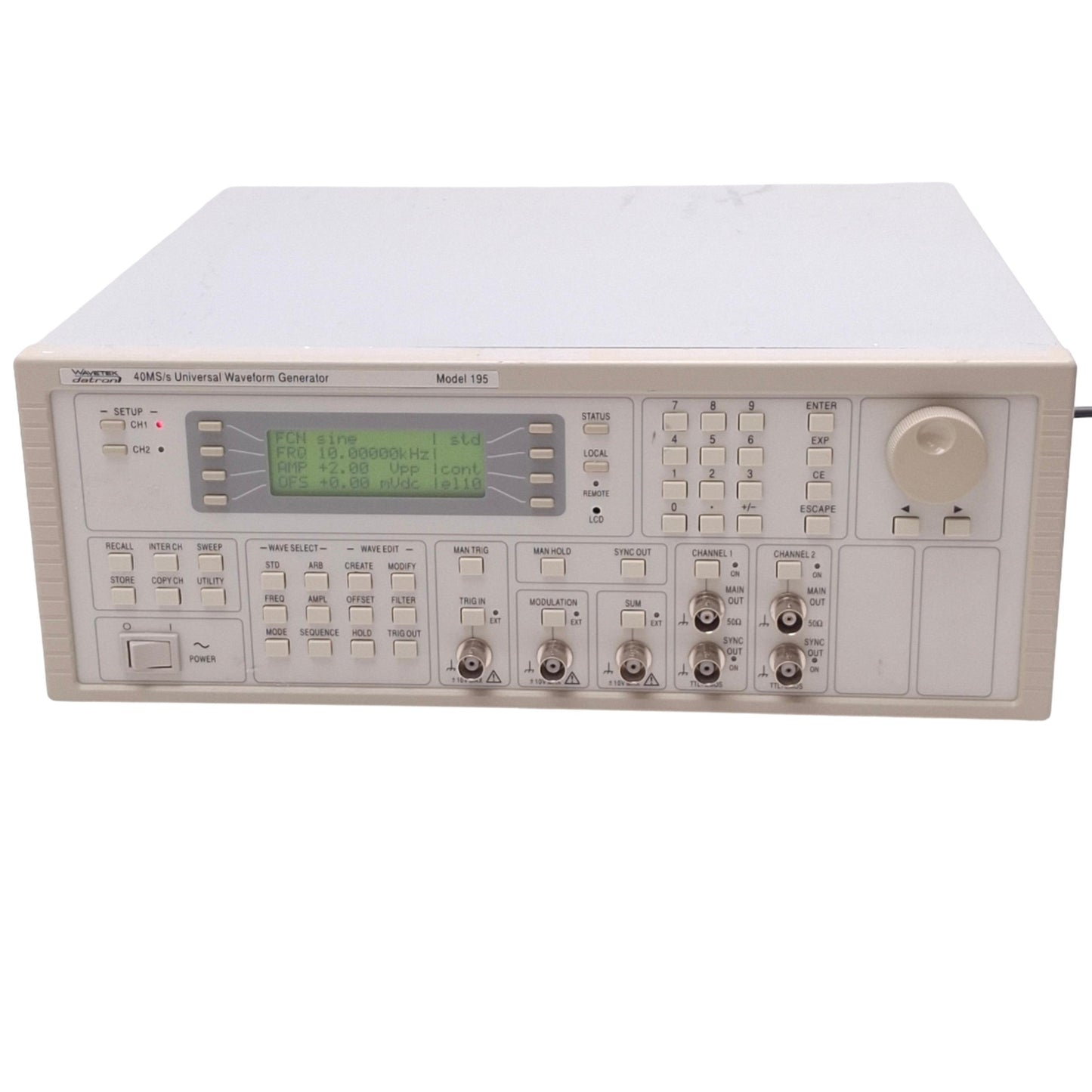 Used Wavetek 195 Universal Waveform Generator, 16MHz, 40MS/s, 100-240VAC, GPIB/RS232