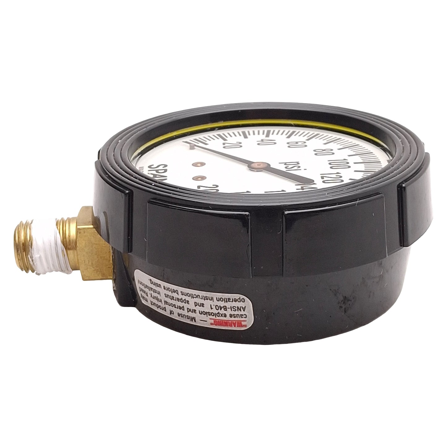Used Span 02-0013-T Pressure Gauge, ø2-1/2in Dial, 0-200psi, 1/4in NPT Male