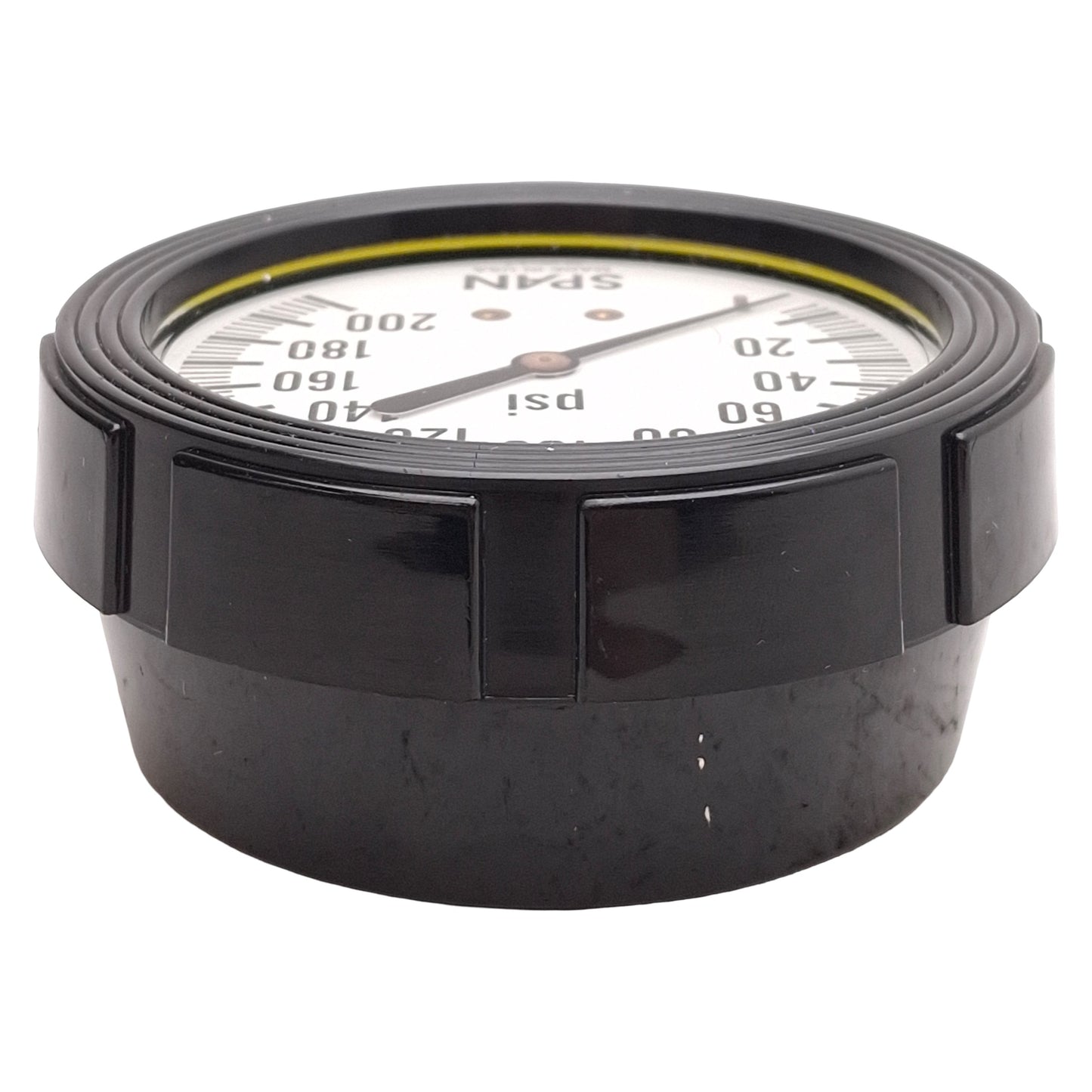 Used Span 02-0013-T Pressure Gauge, ø2-1/2in Dial, 0-200psi, 1/4in NPT Male