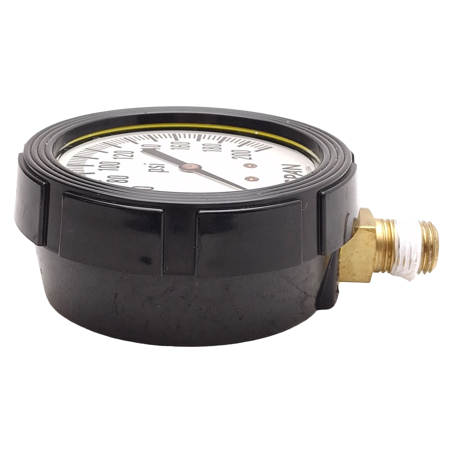 Used Span 02-0013-T Pressure Gauge, ø2-1/2in Dial, 0-200psi, 1/4in NPT Male