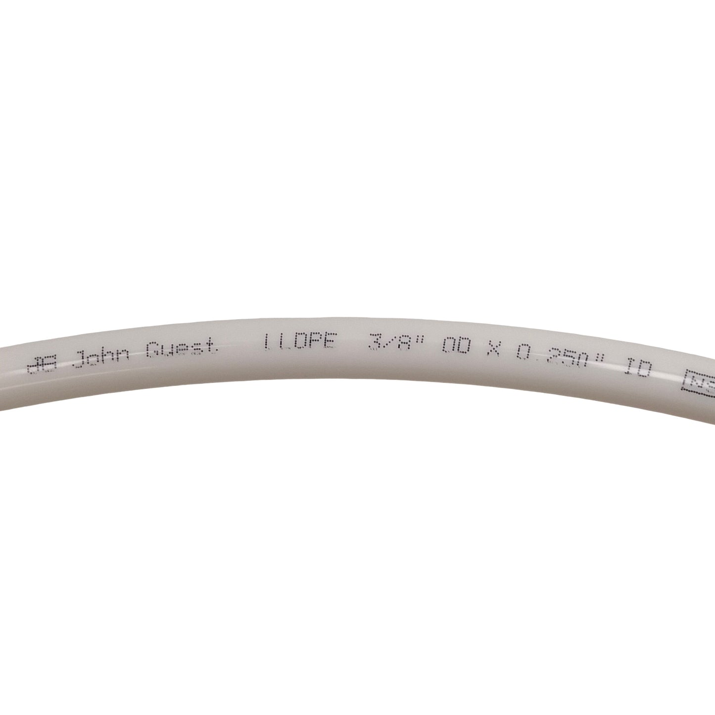 Used John Guest White LLDPE Tubing, ø3/8in OD x ø0.250in ID, 230psi @ 70°F, 450ft
