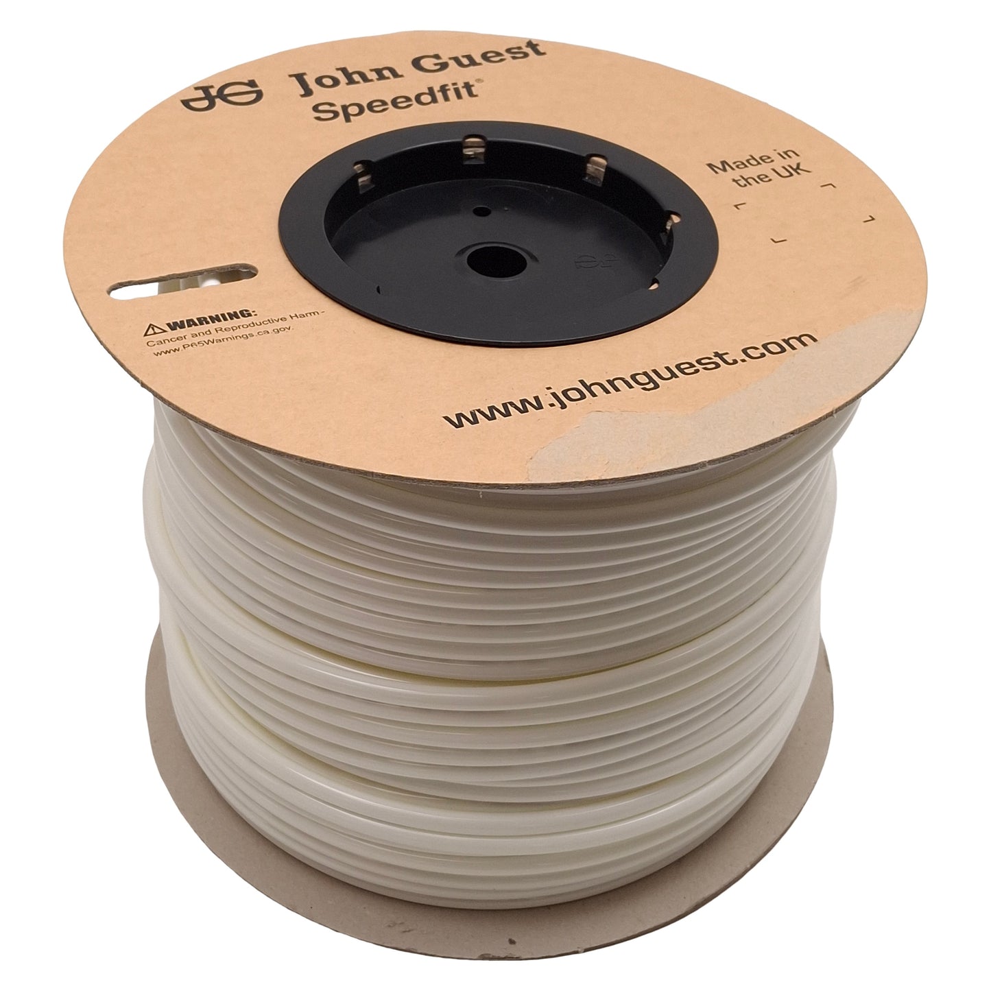Used John Guest White LLDPE Tubing, ø3/8in OD x ø0.250in ID, 230psi @ 70°F, 450ft