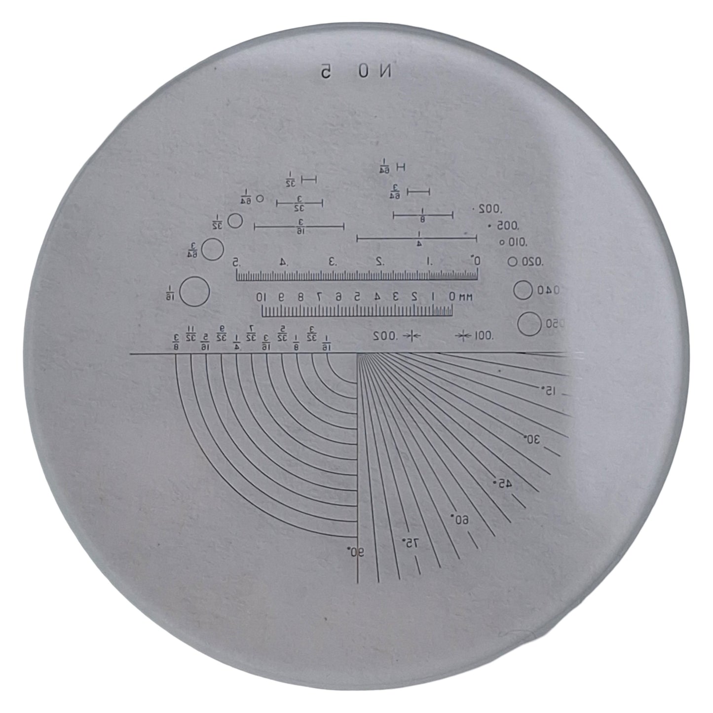 Used Mitutoyo 183-145 Reticle For Pocket Comparators, ø30mm, 0-90° Range, 5° Pitch