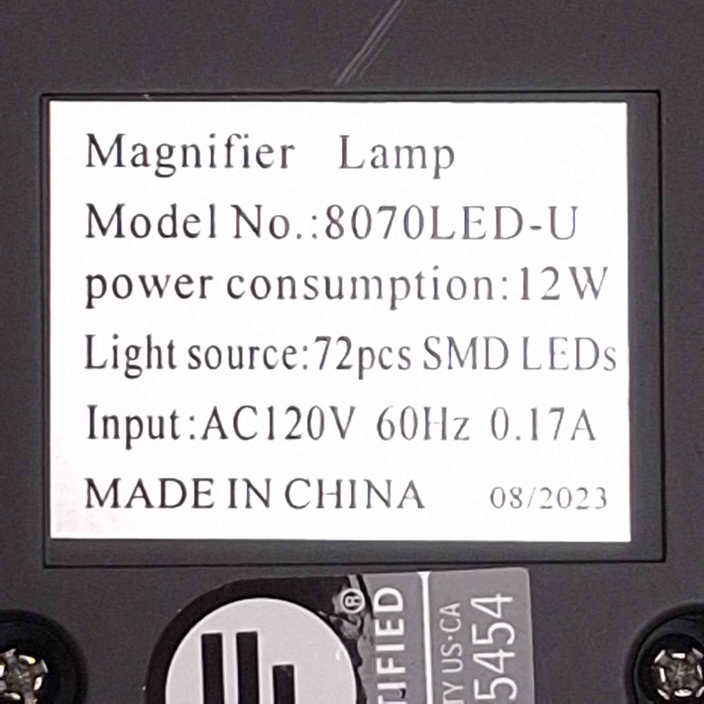 Used Neatfi 8070LED-U LED Magnifier Lamp 6in Lens, 120VAC, 2.25x *No Cover & Clamp*