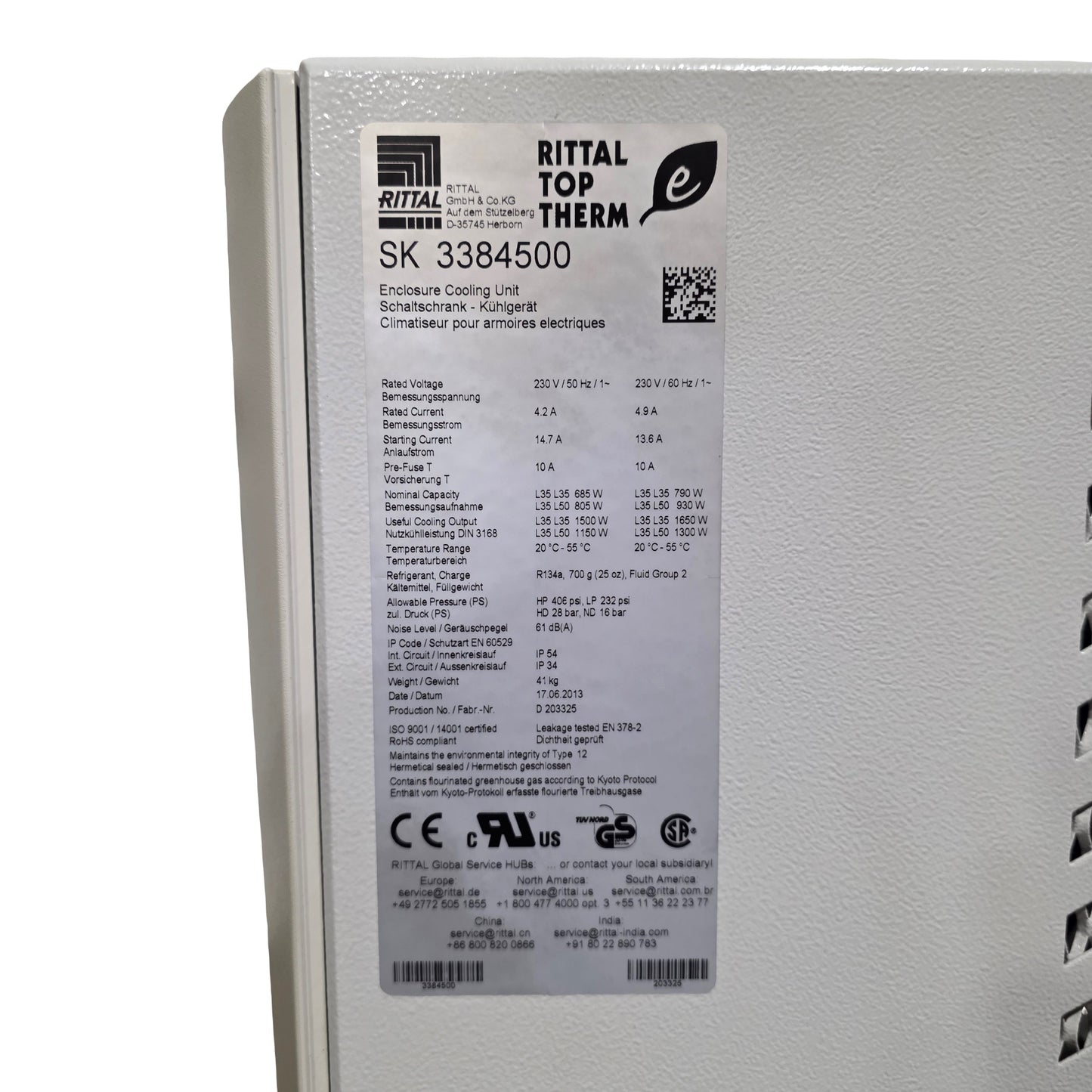 Used Rittal SK 03384500 TopTherm Blue E Roof Mounted Enclosure Cooling Unit 1.75kW