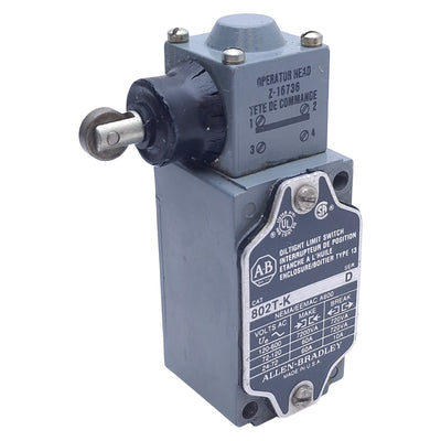 Used Allen Bradley 802T-K Oil Tight Roller Wheel Limit Switch 1NO+1NC, 600VAC 10A