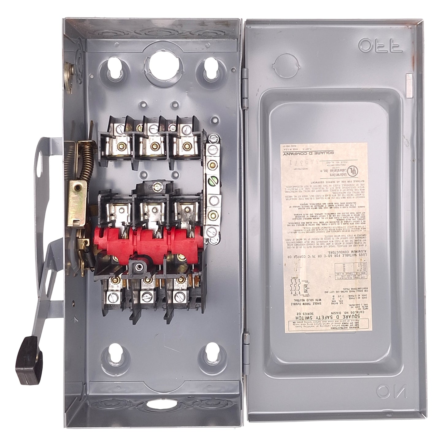 Used Square D D322N Fusible General Duty Safety Switch 3-Pole, 60A 240VAC, NEMA 1