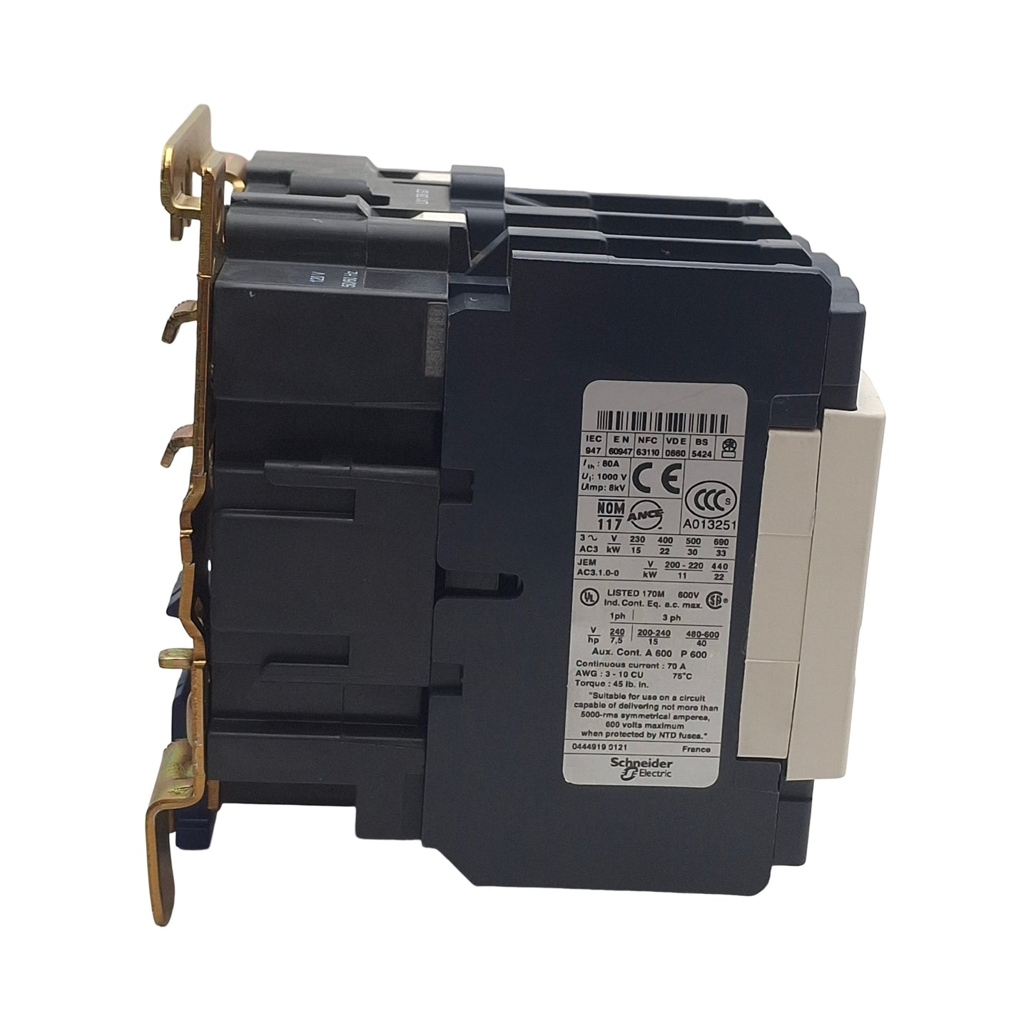 Used Schneider Telemecanique LC1D5011-V120 Contactor, 3-Pole + 1NO&1NC, 120VAC Coil