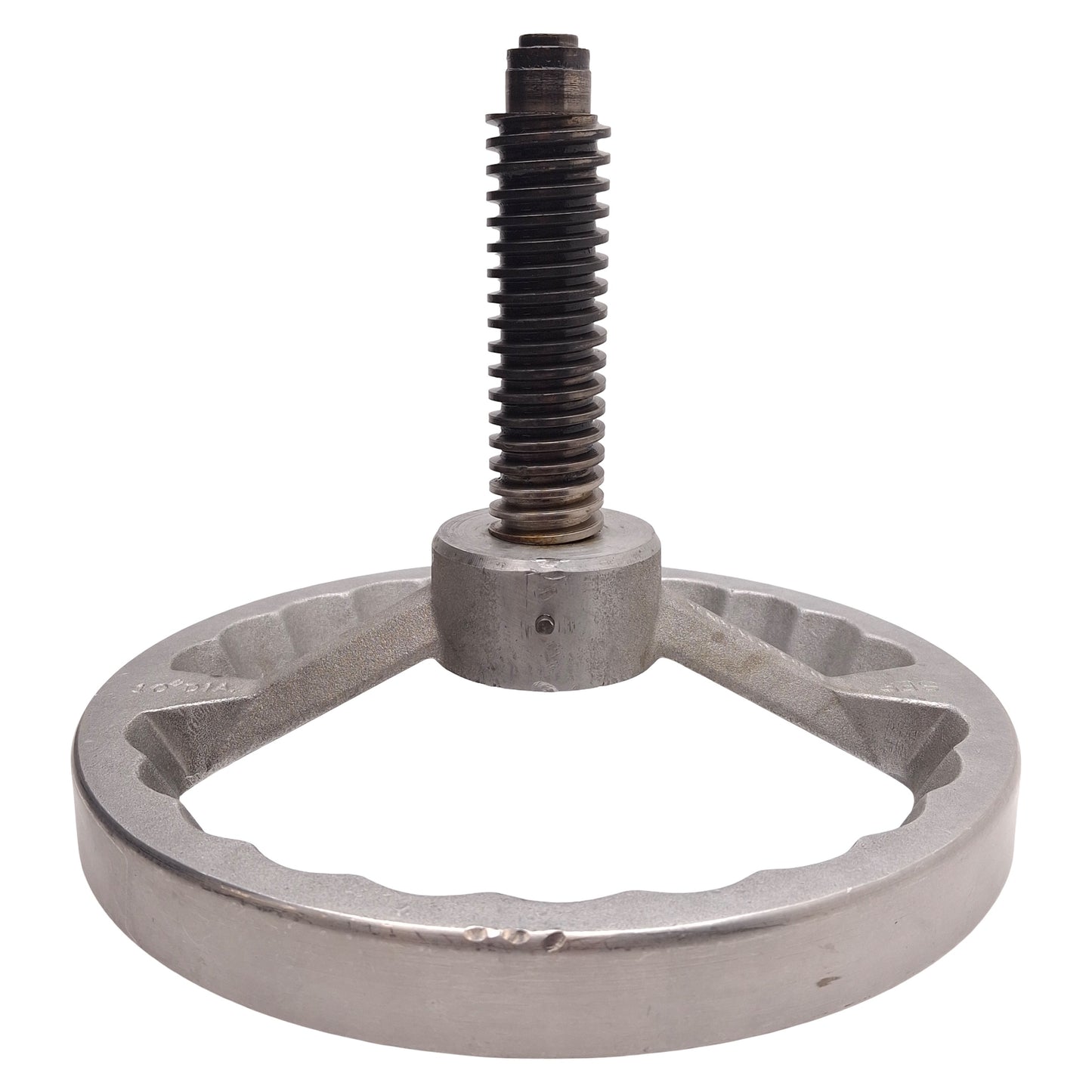 Used Balcrank 10in Aluminum Hand Wheel ø5/8in Bore, ø1.25in OD x 1/4in Lead Screw