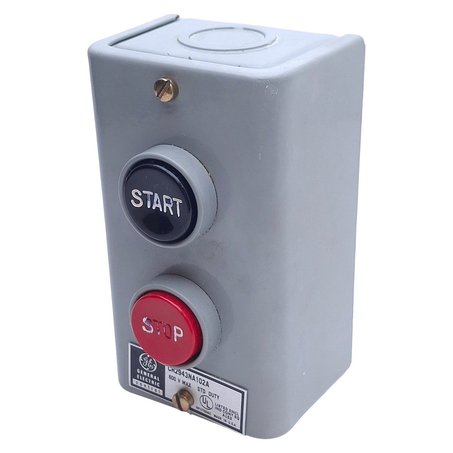 Used General Electric CR2943NA102A Start/Stop Push Button Station 1NO+1NC, 600VAC 10A
