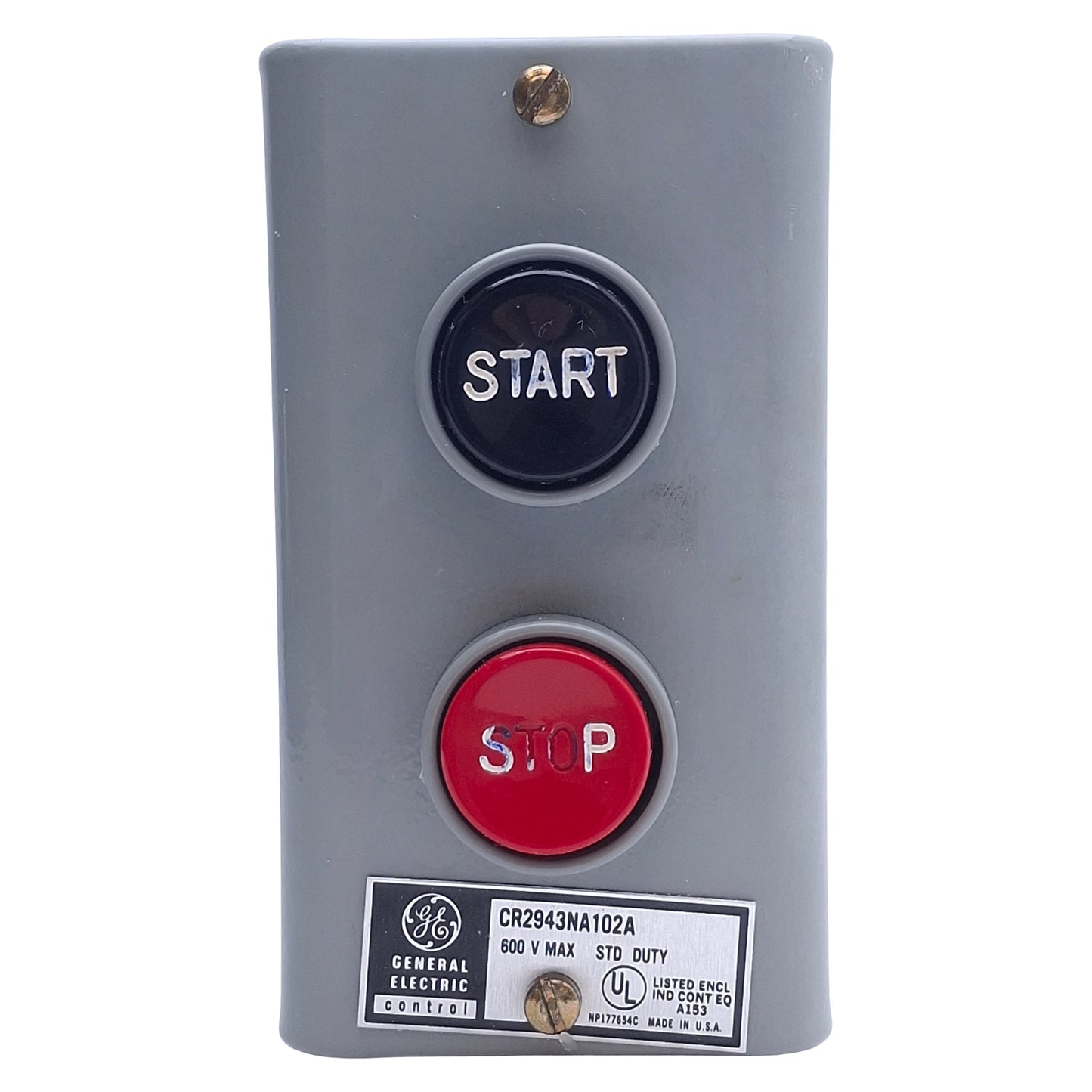 Used General Electric CR2943NA102A Start/Stop Push Button Station 1NO+1NC, 600VAC 10A