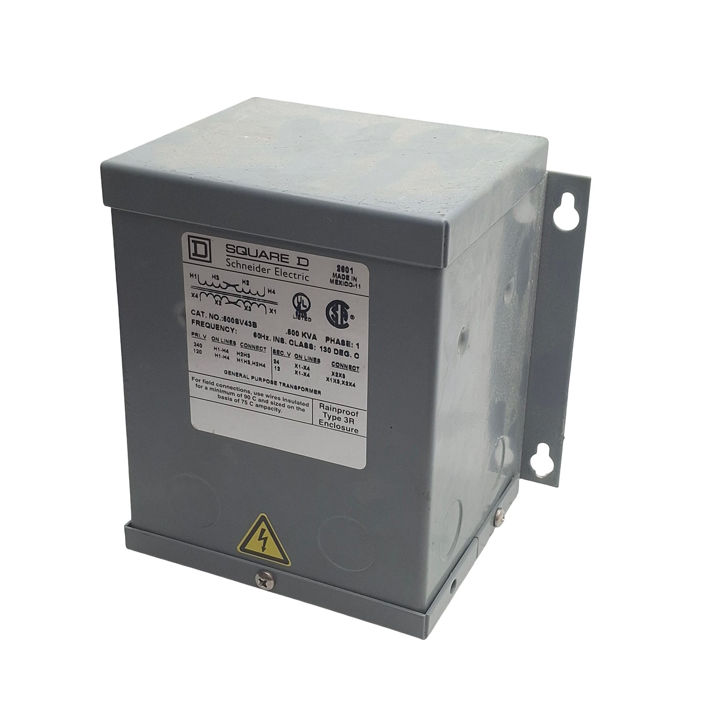 Used Sqaure D 500SV43B Buck Boost Transformer, 120x240V Pri, 12/24V Secondary, 0.5kVA