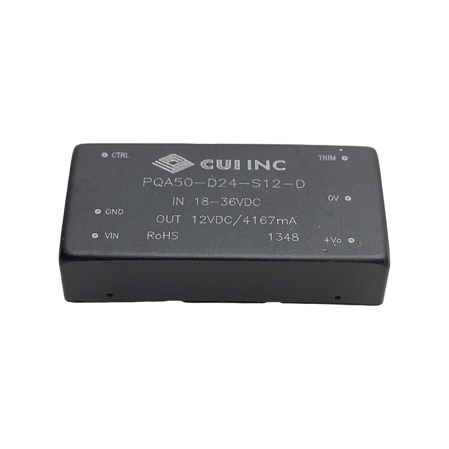 New – Open box CUI PQA50-D24-S12-D DC-DC Converter Power Supply 18-36VDC In, 12VDC 4.1A 50W Out