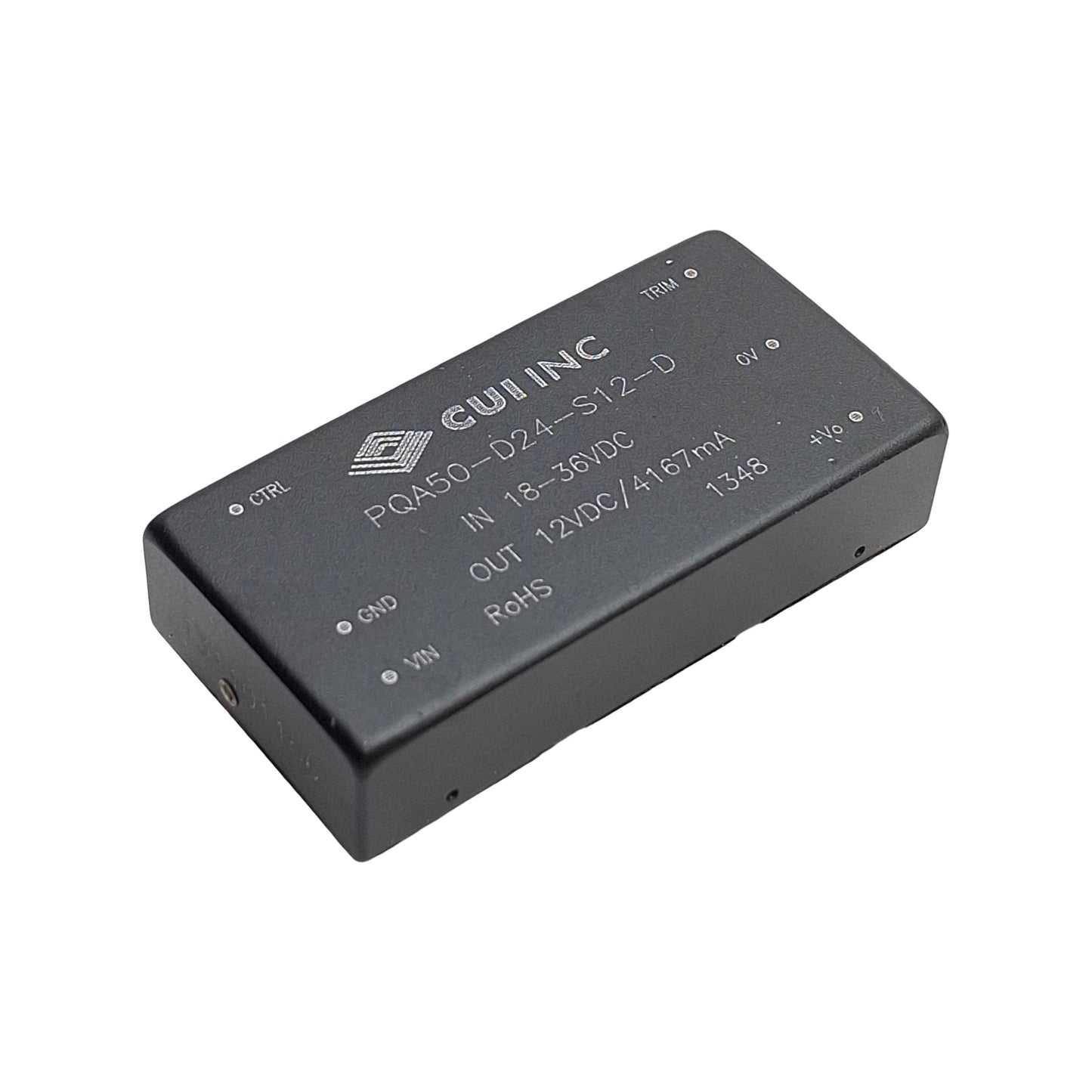New – Open box CUI PQA50-D24-S12-D DC-DC Converter Power Supply 18-36VDC In, 12VDC 4.1A 50W Out