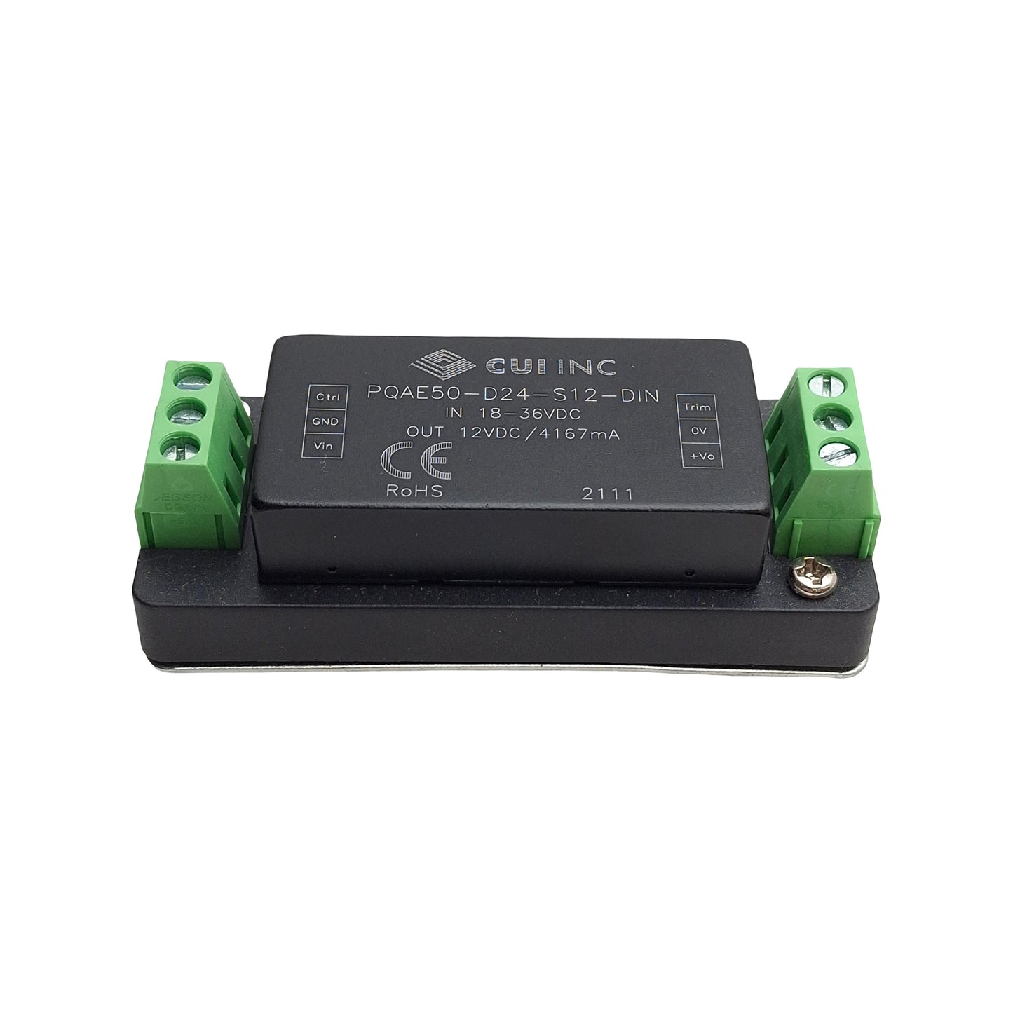 Used CUI PQAE50-D24-S12-DIN DC-DC Converter Power Supply 18-36VDC, 12VDC Out 4.1A 50W