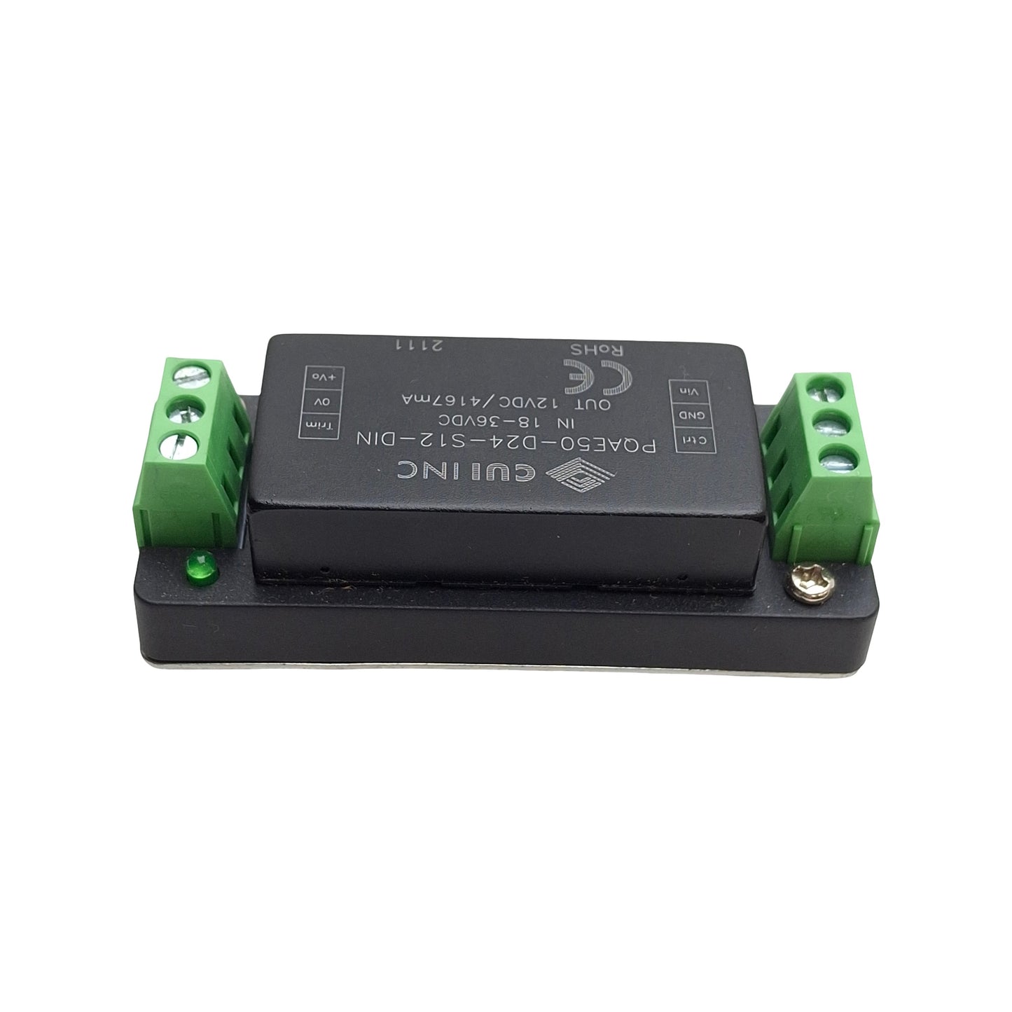 Used CUI PQAE50-D24-S12-DIN DC-DC Converter Power Supply 18-36VDC, 12VDC Out 4.1A 50W