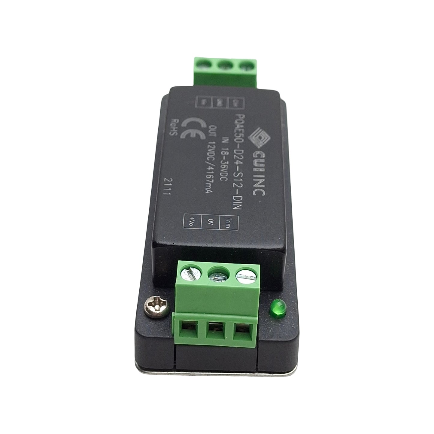 Used CUI PQAE50-D24-S12-DIN DC-DC Converter Power Supply 18-36VDC, 12VDC Out 4.1A 50W