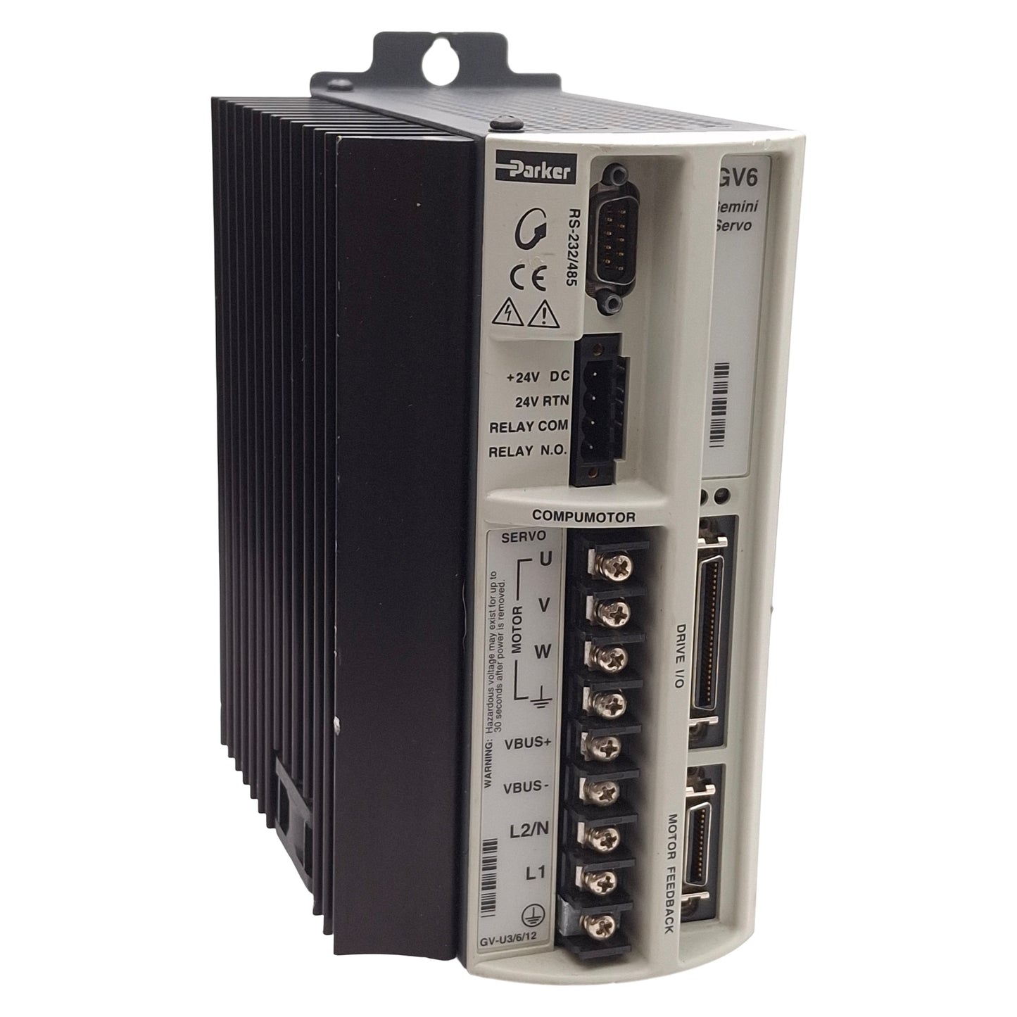 Used Parker GV6-U12E-NK Gemini GV Digital Servo Drive, 1-Axis, 3.6kW, 12A, 120/240VAC