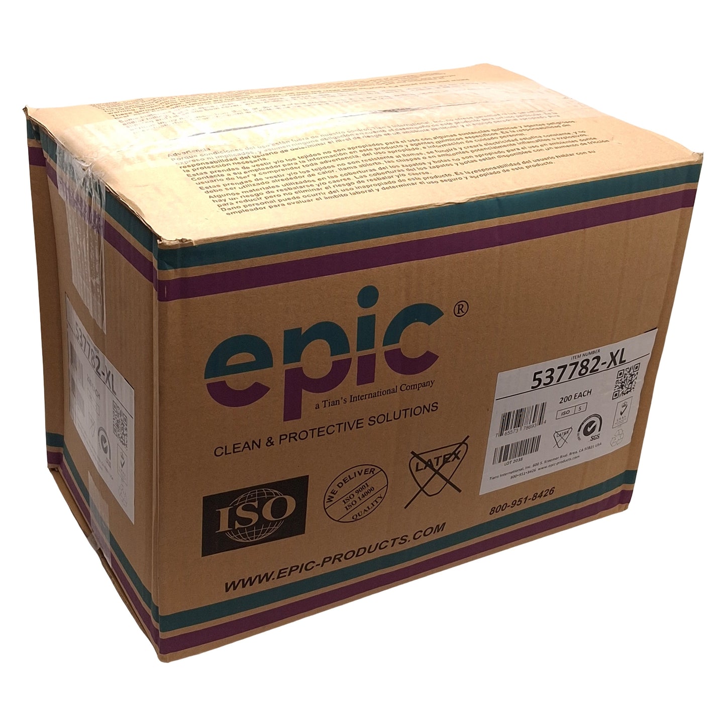 Used Box of 200 Epic 537782-XL SafeTrack Shoe Covers, Skid Resistant, Size XL, Blue