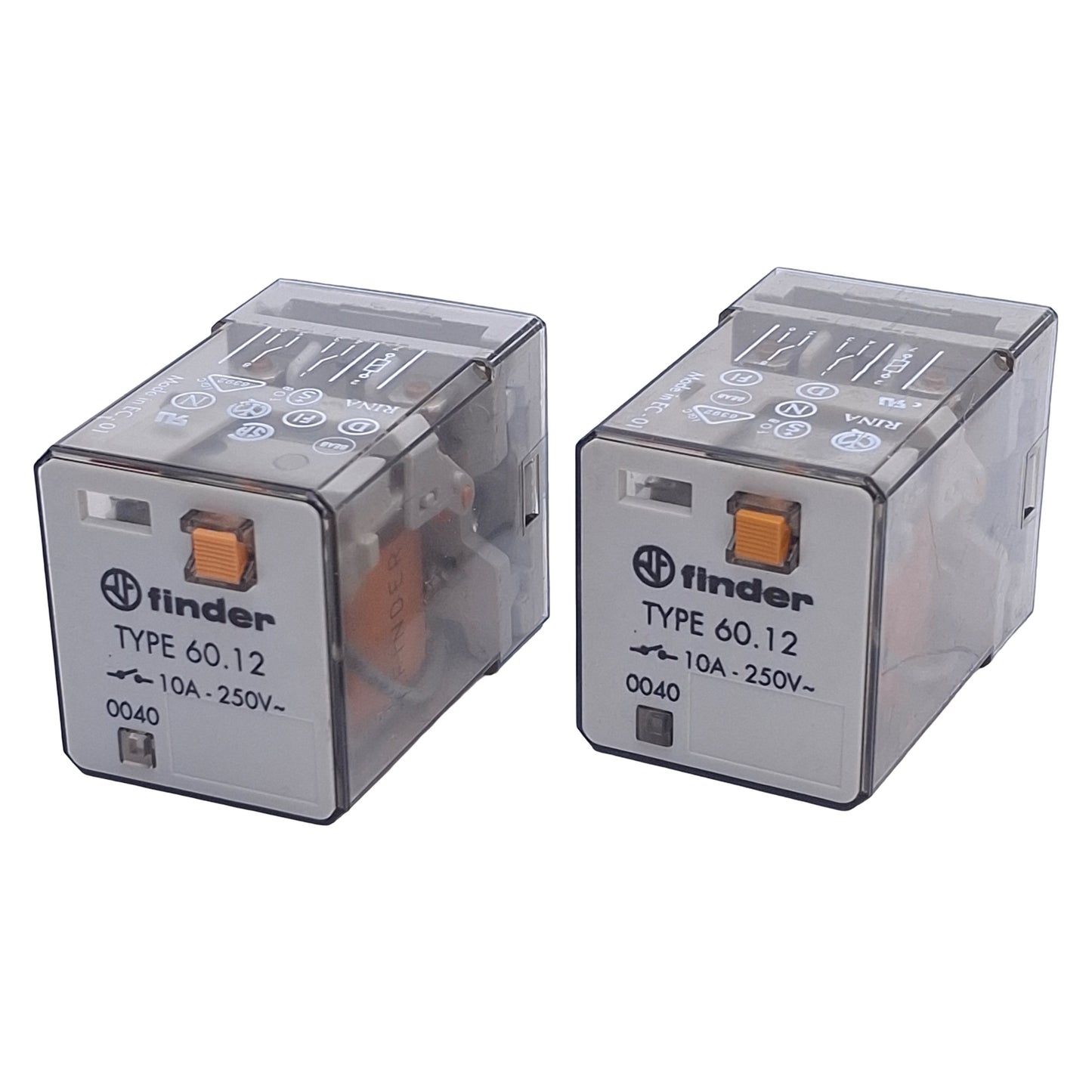 Used Lot of 2 Finder 60.12.8.240.0040 Power Relay, 2CO, 250VAC 10A, 240VAC Coil