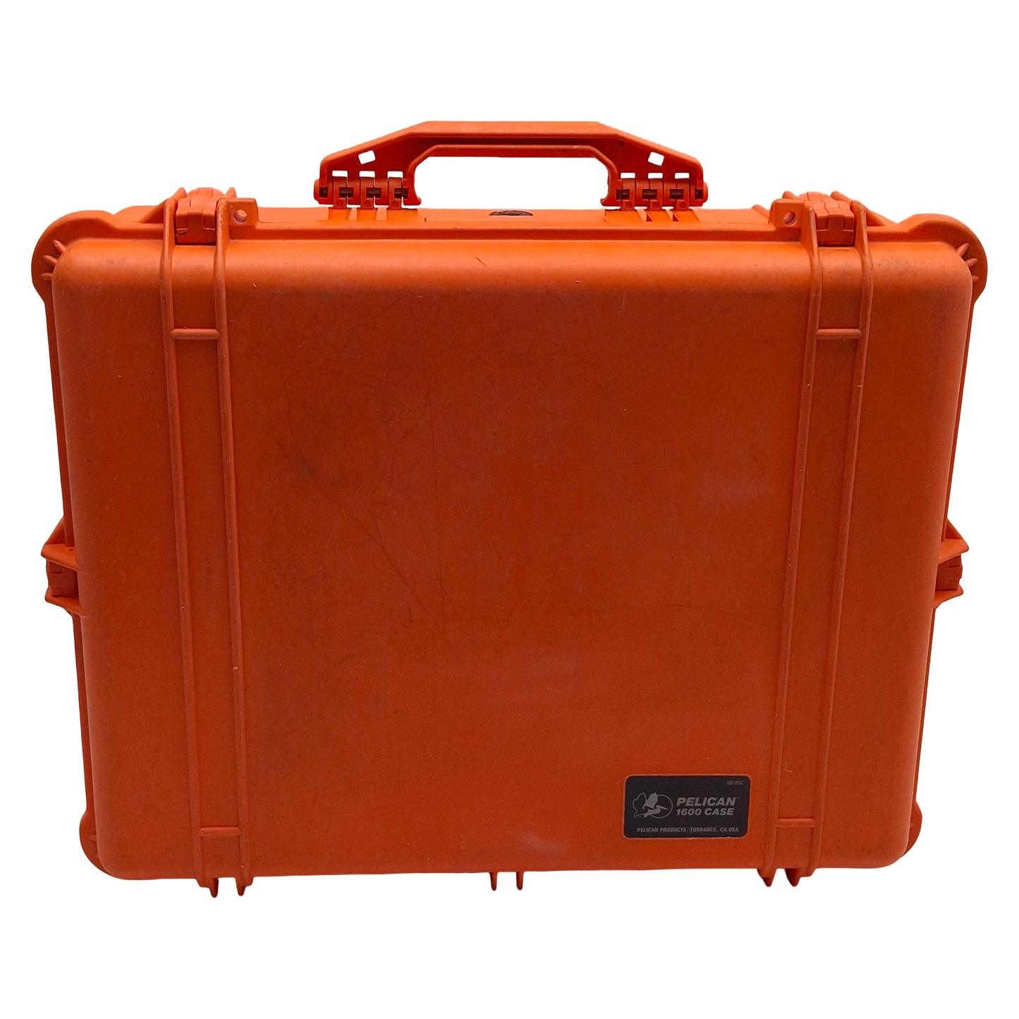 Used Pelican 1600 Protector Case, Orange, 21.51 x 16.54 x 7.99in Interior *Used Foam*