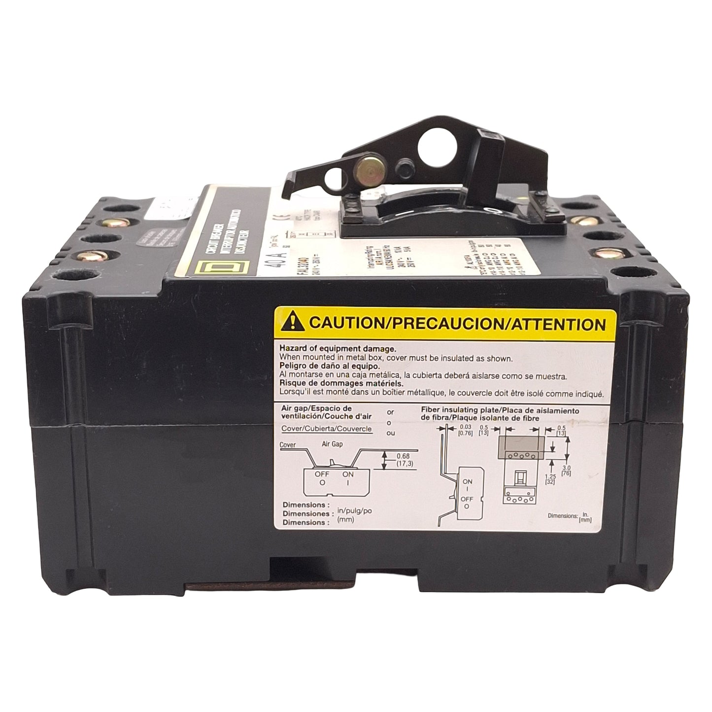 Used Square D FAL32040 Molded Case Circuit Breaker, 3-Pole, 40A, 240VAC/250VDC