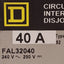 Used Square D FAL32040 Molded Case Circuit Breaker, 3-Pole, 40A, 240VAC/250VDC