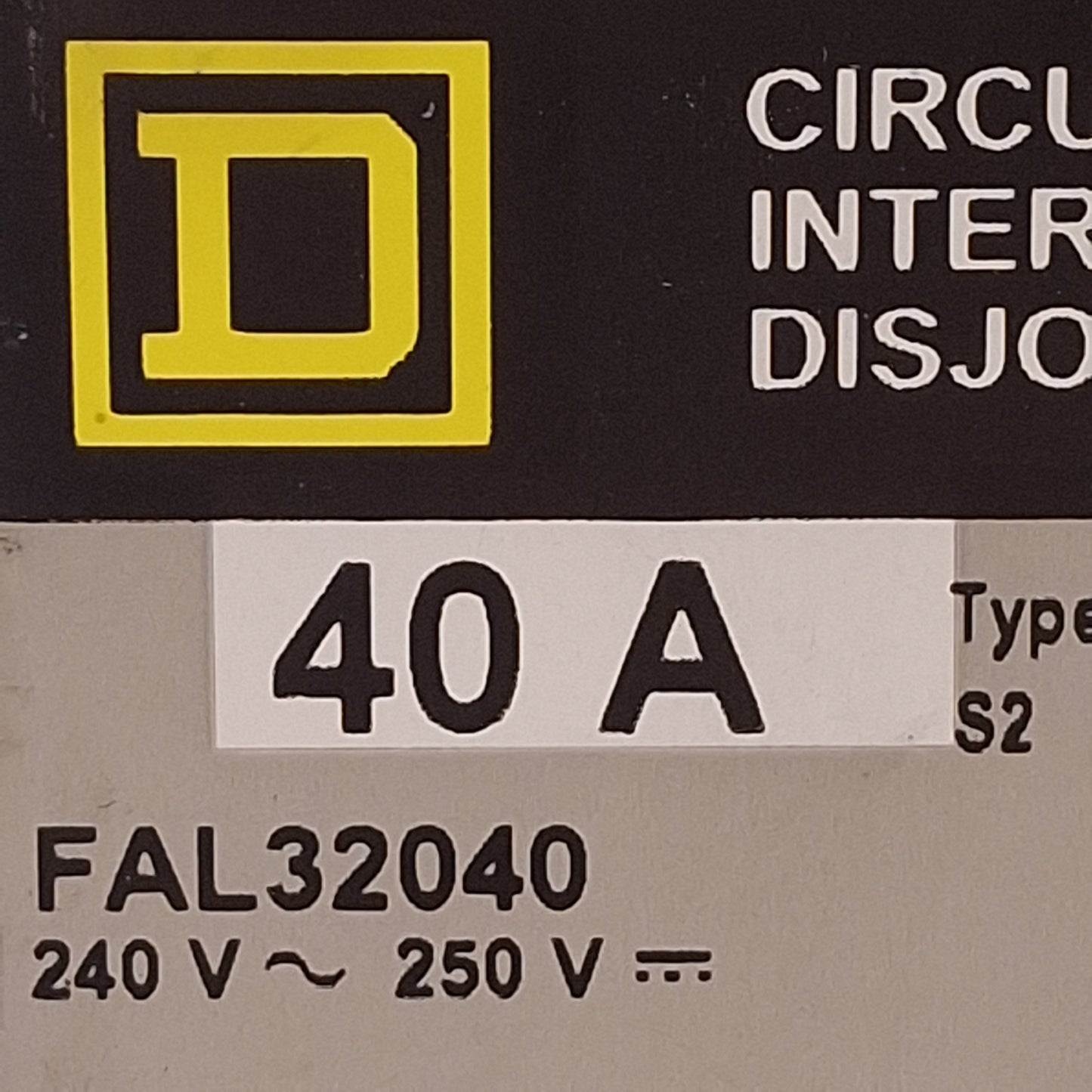 Used Square D FAL32040 Molded Case Circuit Breaker, 3-Pole, 40A, 240VAC/250VDC