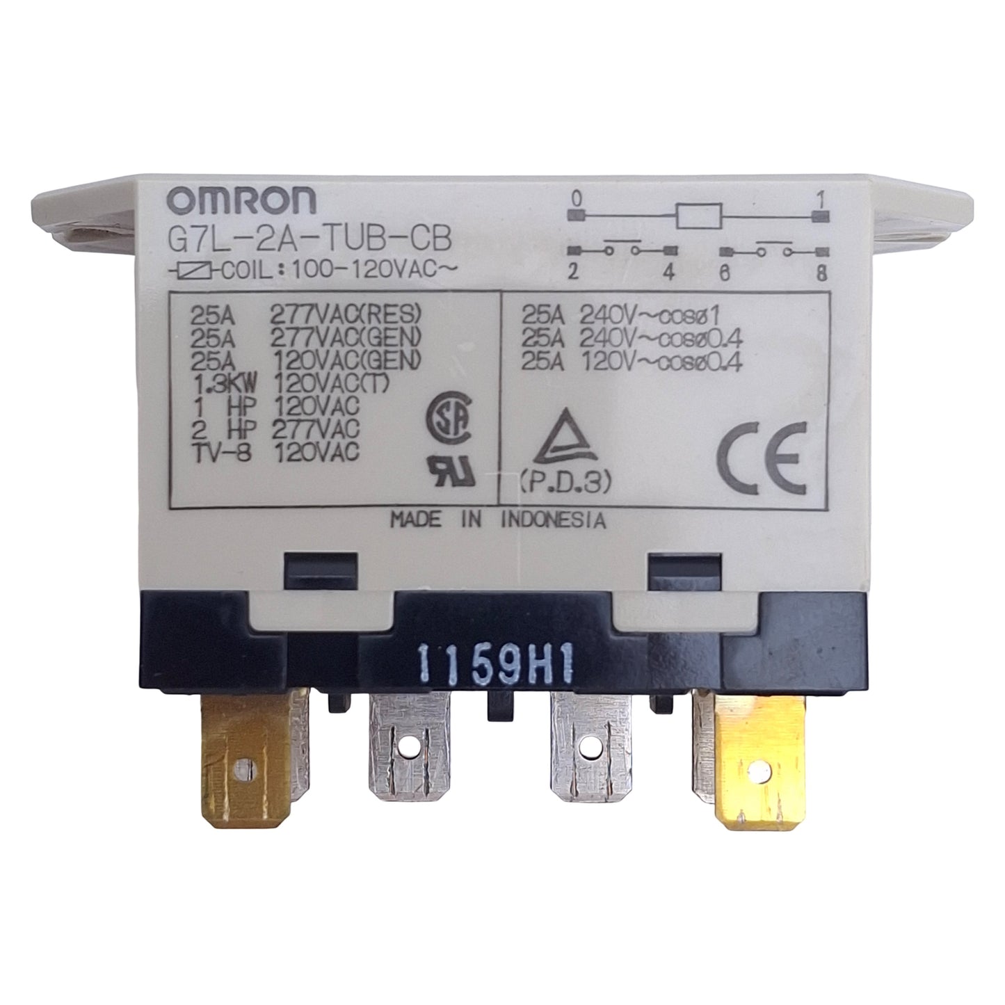 Used Lot of 3 Omron G7L-2A-TUB-CB Relay Square, DPST-NO, 2-Poles, 100-120VAC Coil