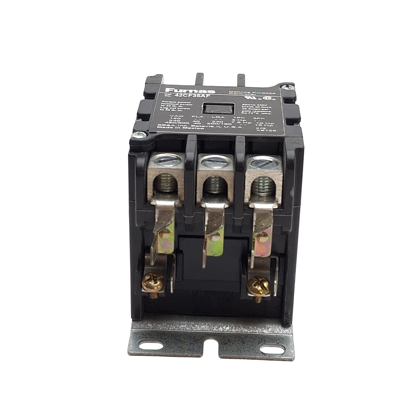 Used Furnas 42CF35AF DIN Rail Contactor, 3-Pole, 40A 600VAC, 110/120VAC Coil