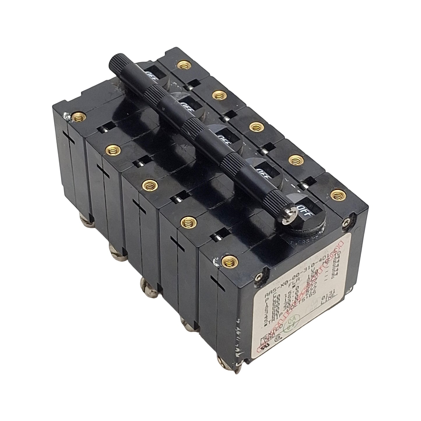 Used Carling AA5-X0-00-310-4D1-C Circuit Breaker , 5-Pole, 277VAC/80VDC, 10 Amps