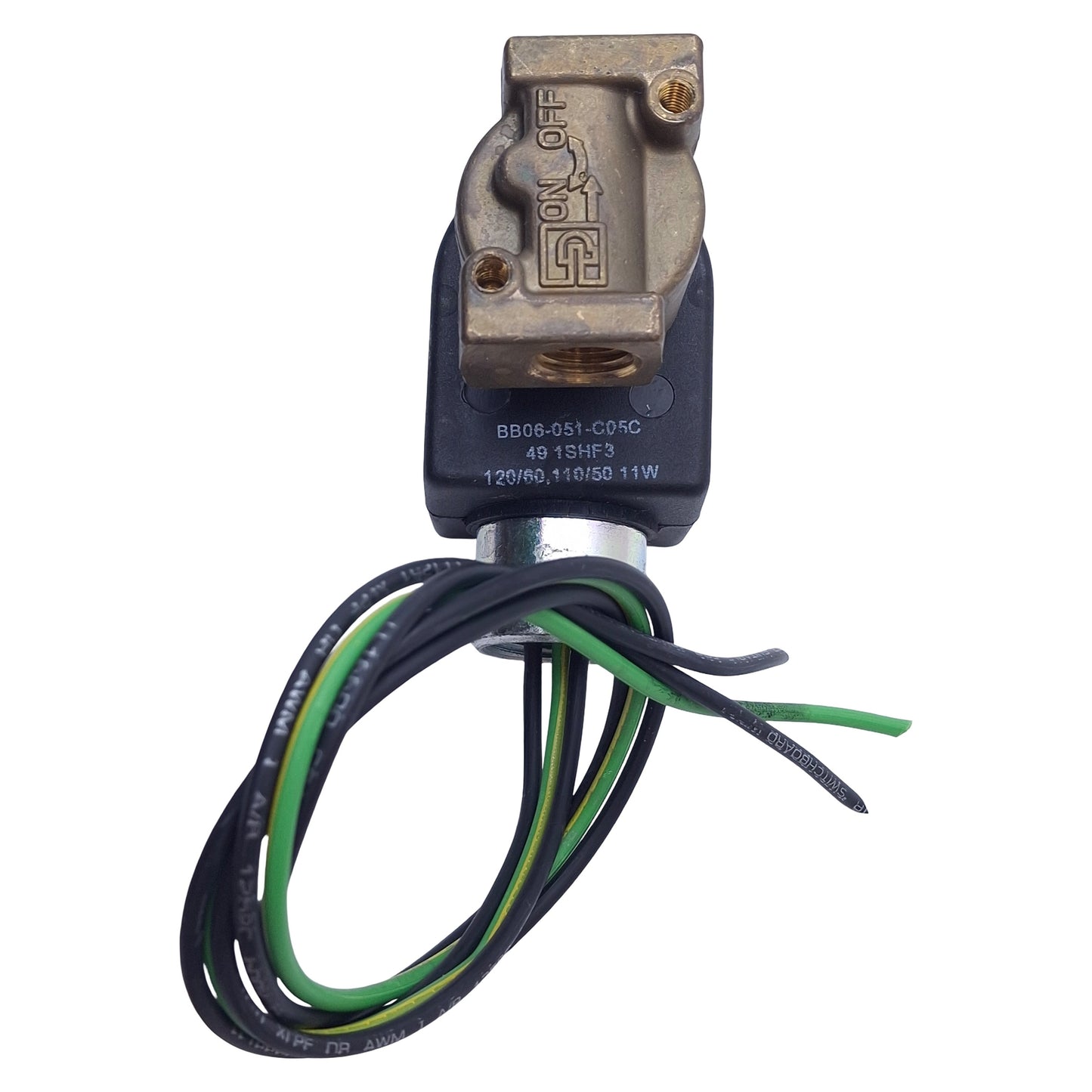 Used Parker 04F20O2118ACF4C05 Solenoid Valve, 2-Way, 300psi, 1/4 NPT, 100-120VAC Coil