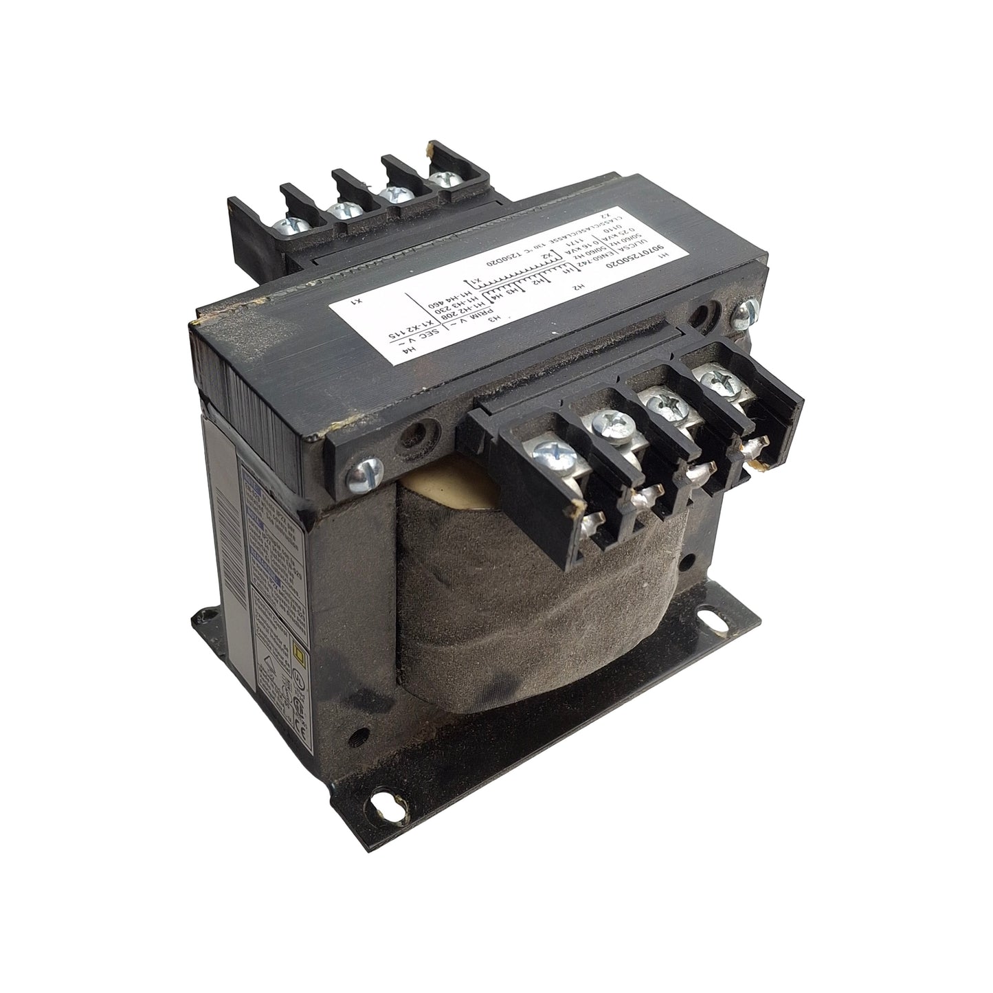 Used Square D 9070T250D20 Control Transformer 208/230/460VAC Pri, 115VAC 2nd, 250VA
