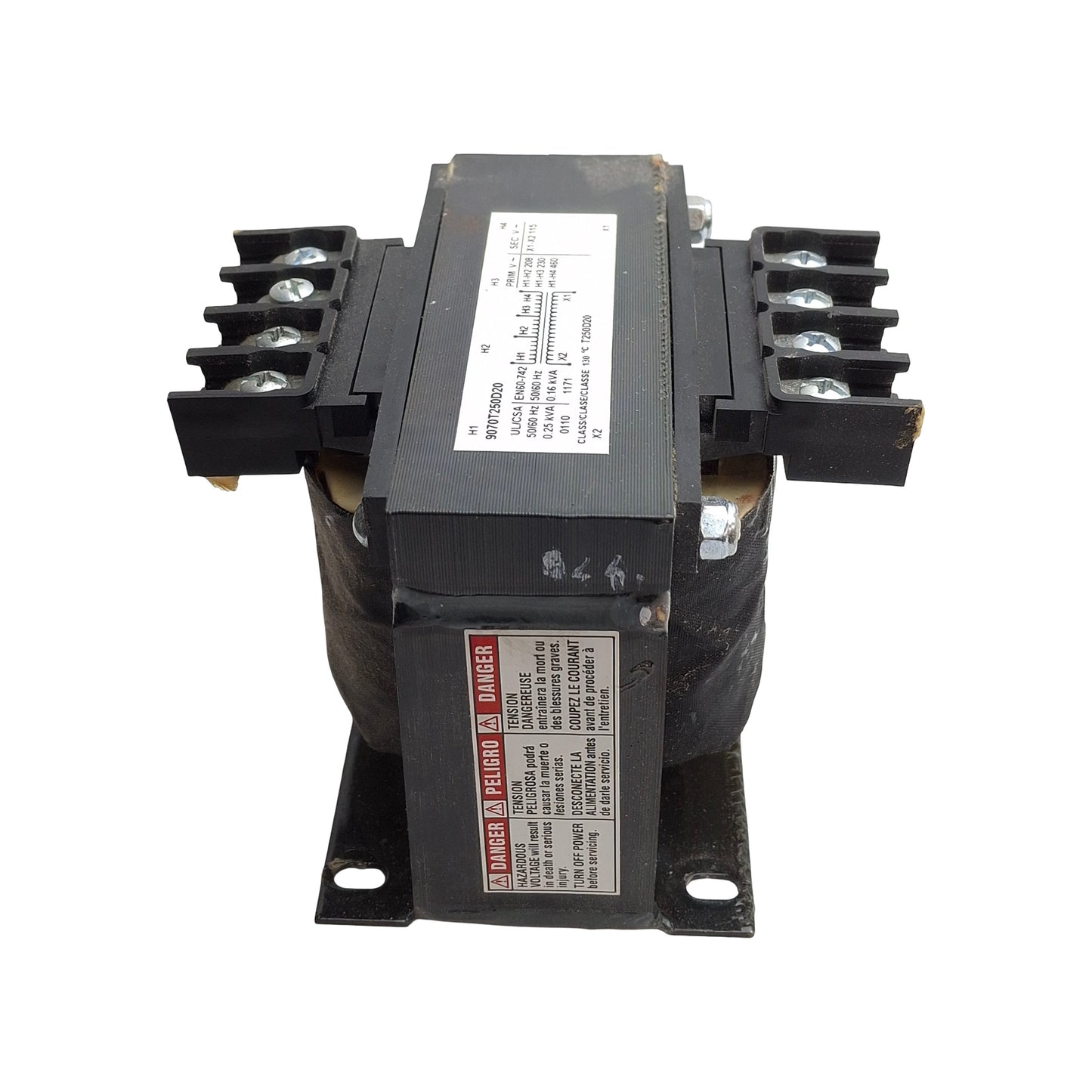 Used Square D 9070T250D20 Control Transformer 208/230/460VAC Pri, 115VAC 2nd, 250VA